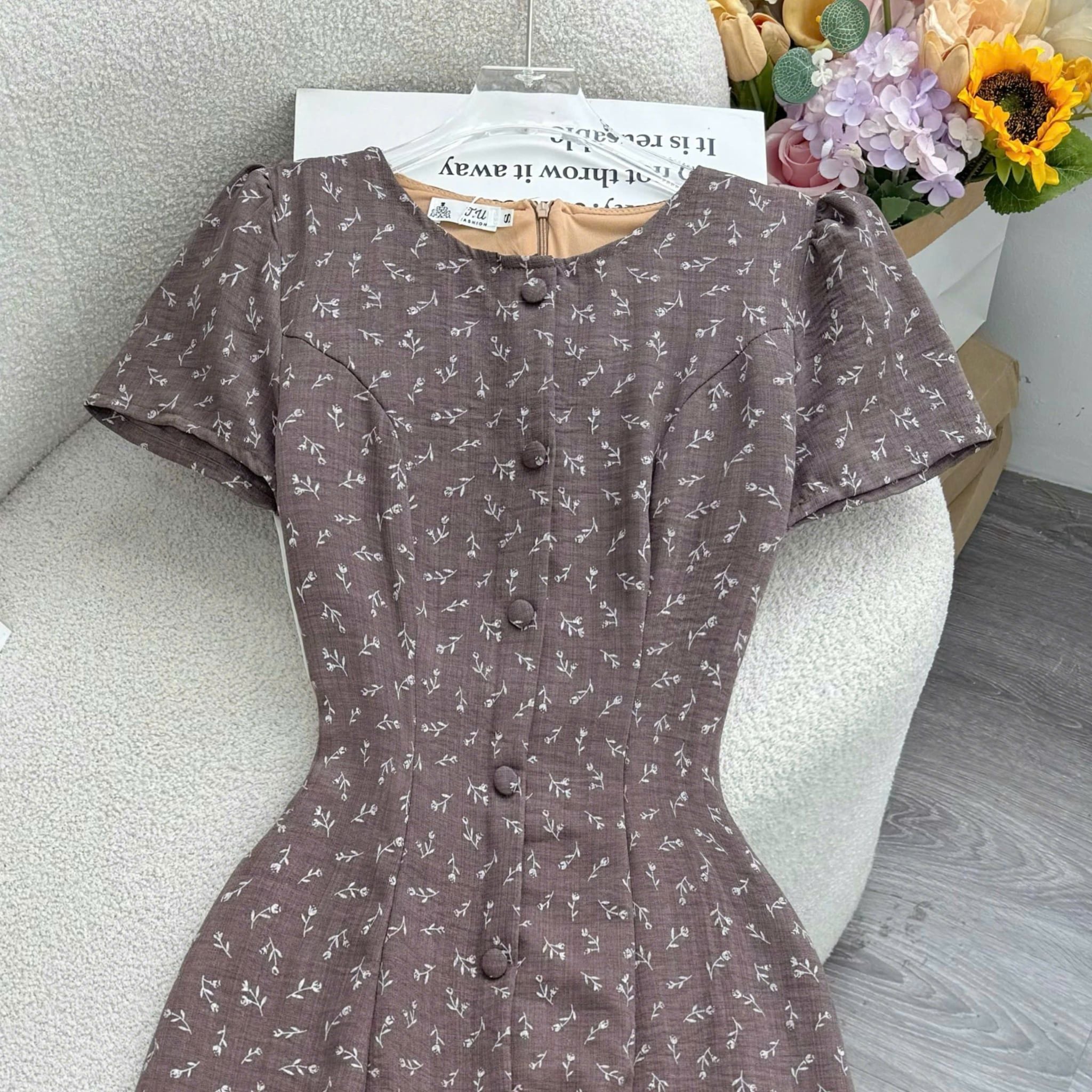 Đầm Thiết Kế Cổ Tròn Dáng Chữ A Hoa Nhí Đi Chơi TuTu Store Mã D1843