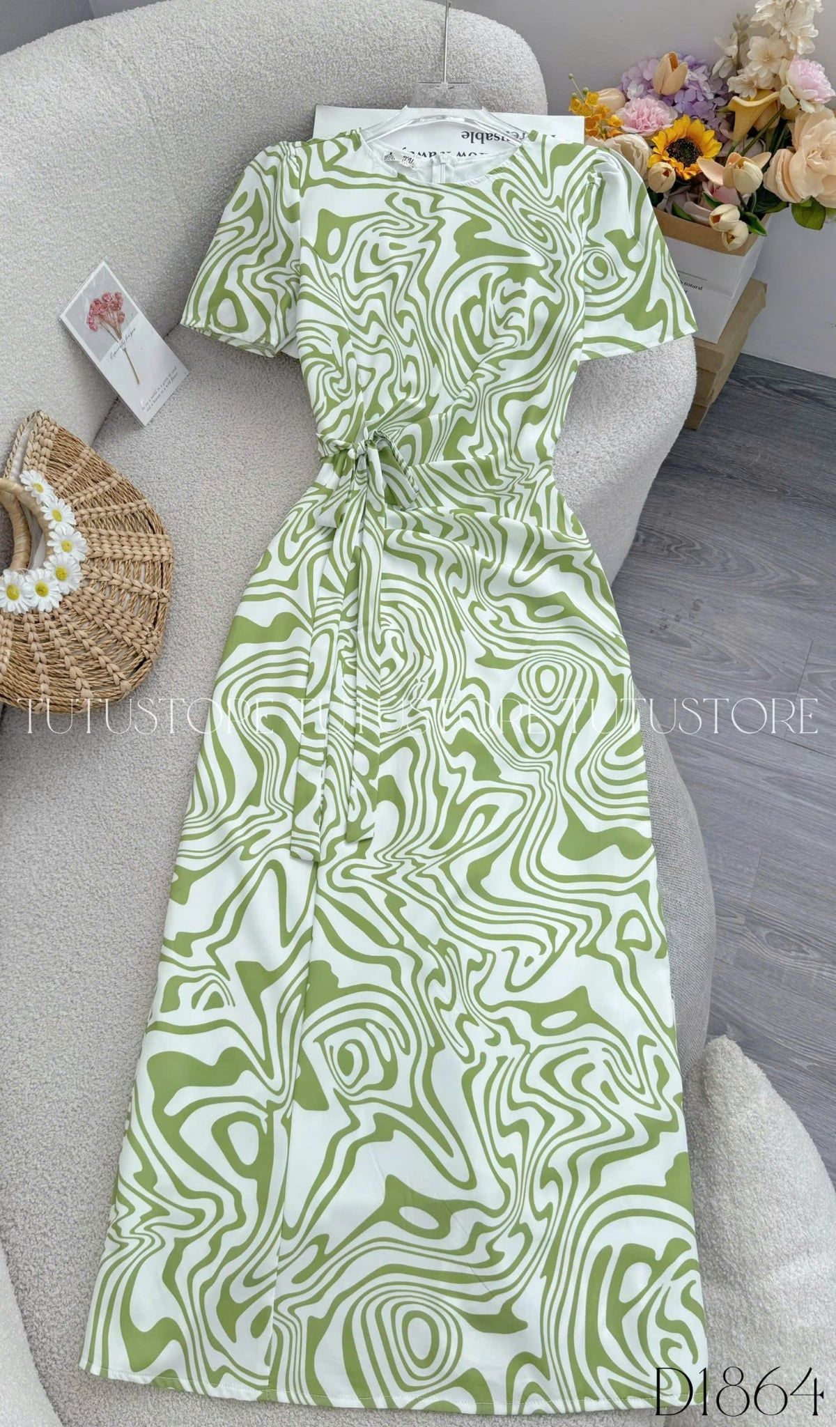 Đầm Thiết Kế Cổ Tròn Nhấn Eo Dáng Dài Đầm Đi Tiệc TuTu Store Mã D1864