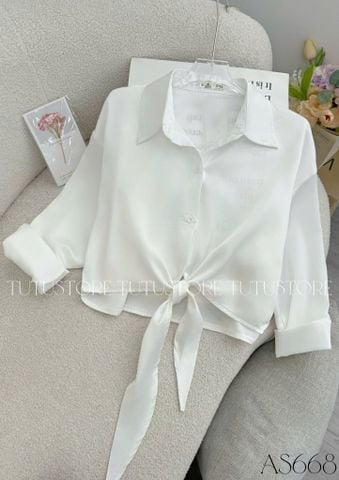 Áo Sơ Mi Thiết Kế Vạt Dài Buộc Eo Xinh Xắn Năng Động Đi Chơi TuTu Store Mã AS668