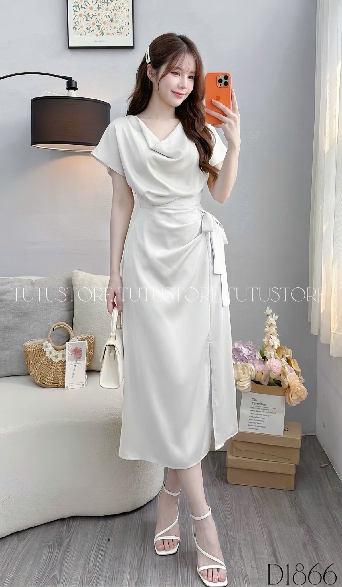 Đầm Lụa Thiết Kế Cổ Đổ Buộc Eo Sang Trọng Đầm Đi Tiệc TuTu Store Mã D1866