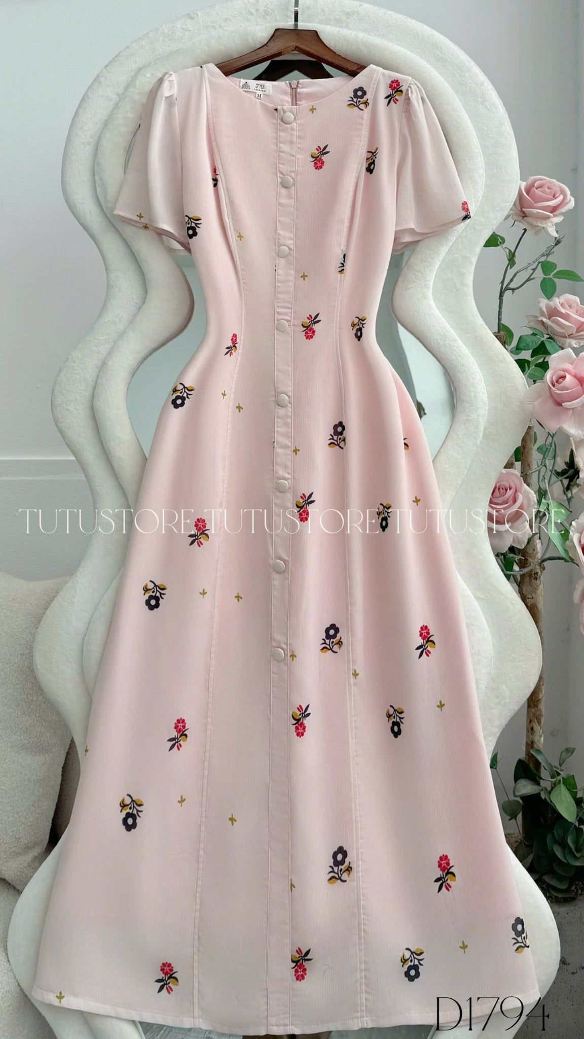 Đầm Thiết Kế Nút Kiểu Dáng Dài Thanh Lịch Đi Chơi TuTu Store Mã D1794