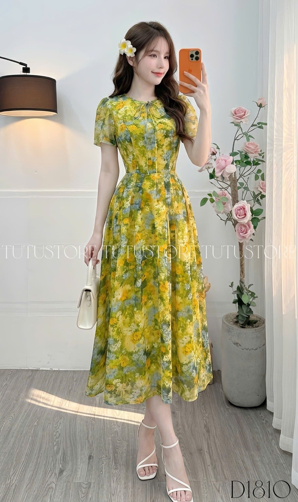 Đầm Hoa Thiết Kế Cổ Tròn Dáng Xòe Đi Chơi TuTu Store Mã D1810