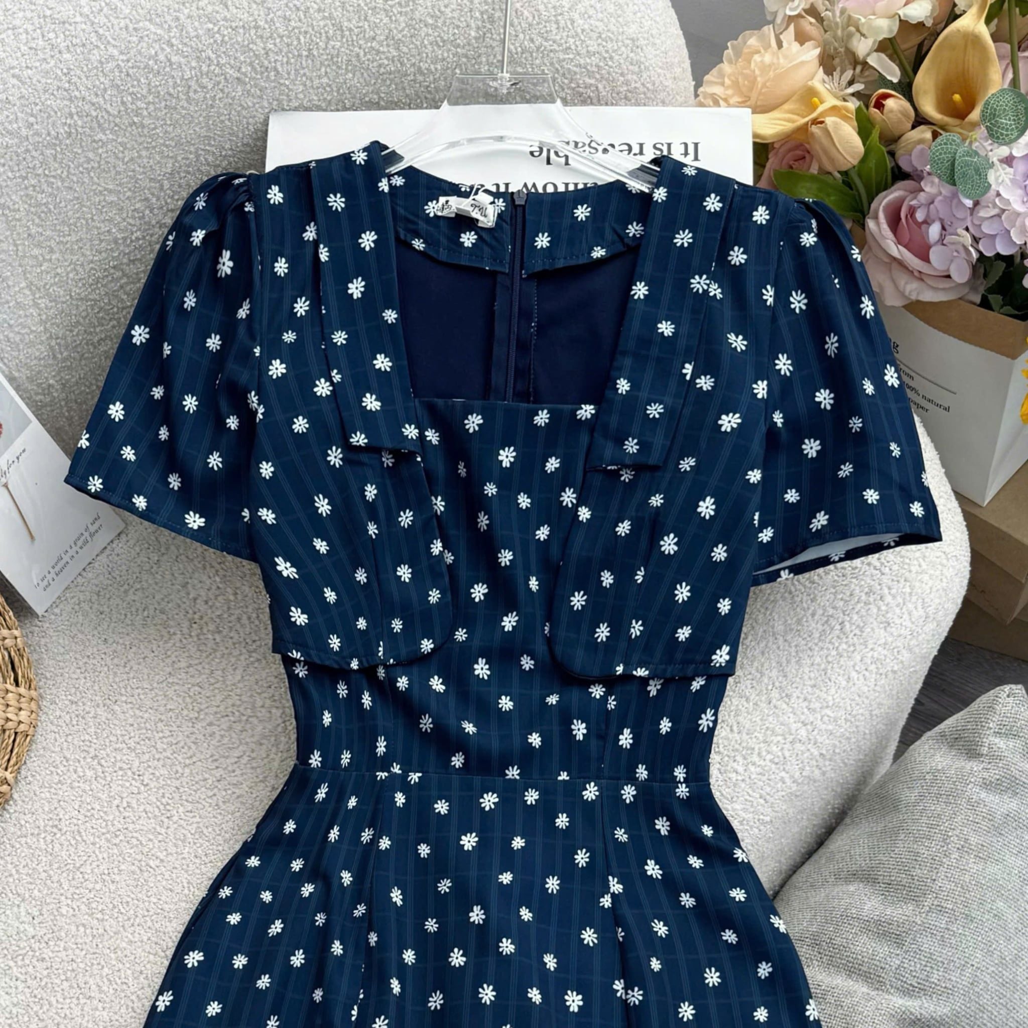 Đầm Thiết Kiểu Dáng Chữ A Hoa Nhí Đầm Đi Tiệc TuTu Store Mã D1854