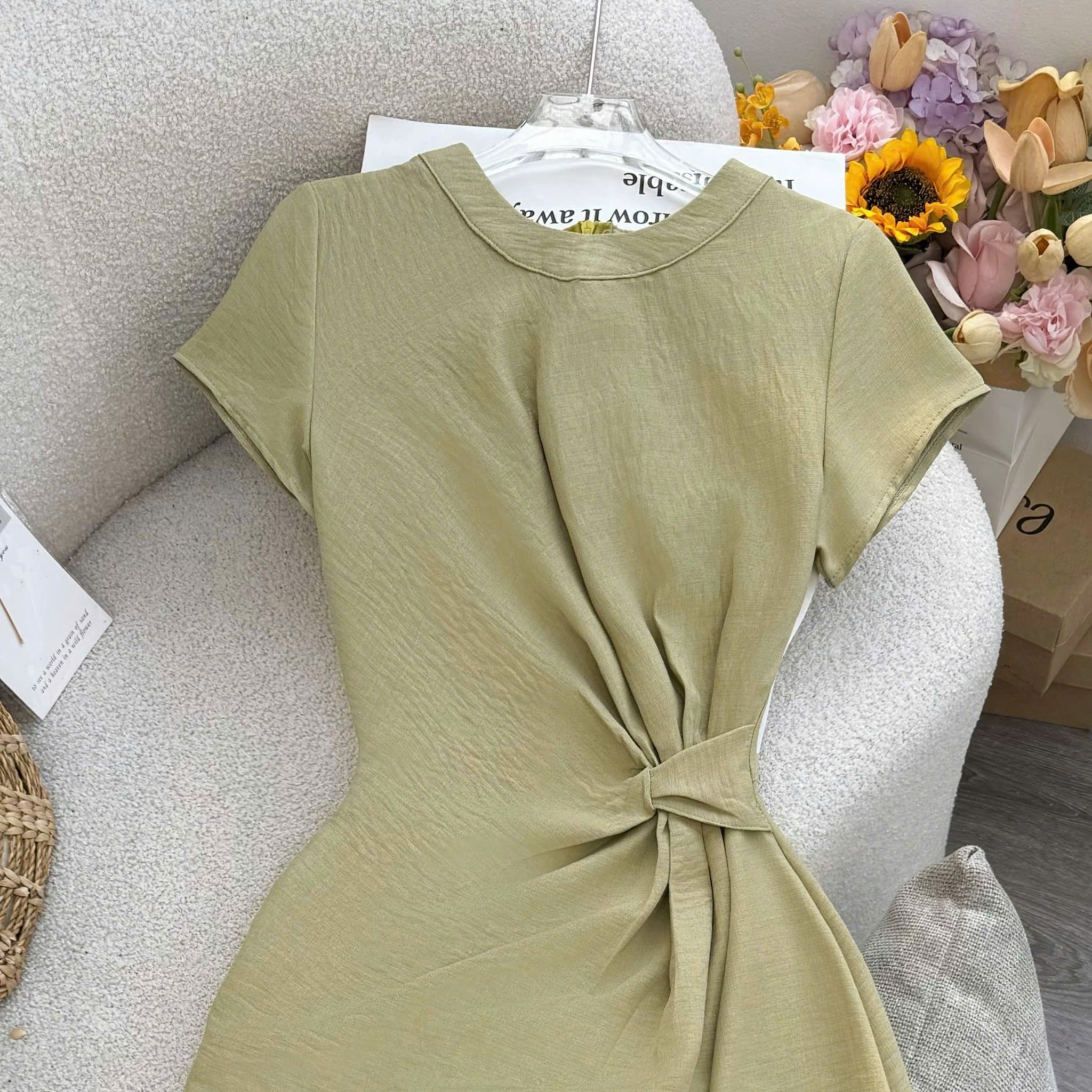 Đầm Thiết Kế Cổ Tròn Nhấn Eo Dáng Dài Đầm Đi Tiệc TuTu Store Mã D1867