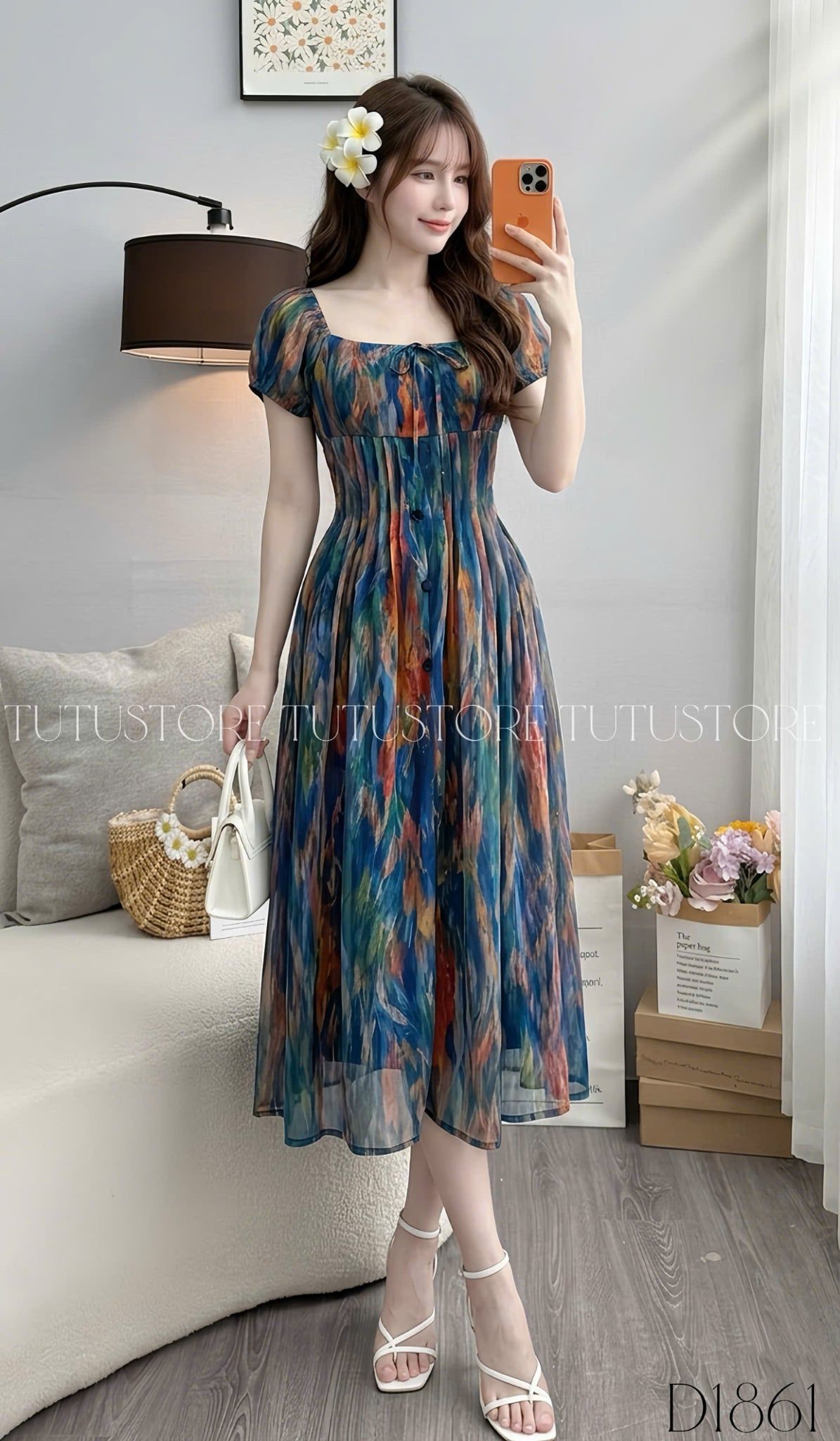 Đầm Thiết Kế Cổ Vuông Dáng Dài Đầm Đi Tiệc TuTu Store Mã D1861