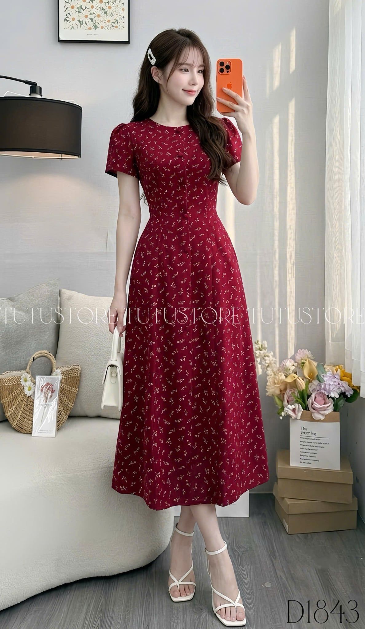 Đầm Thiết Kế Cổ Tròn Dáng Chữ A Hoa Nhí Đi Chơi TuTu Store Mã D1843