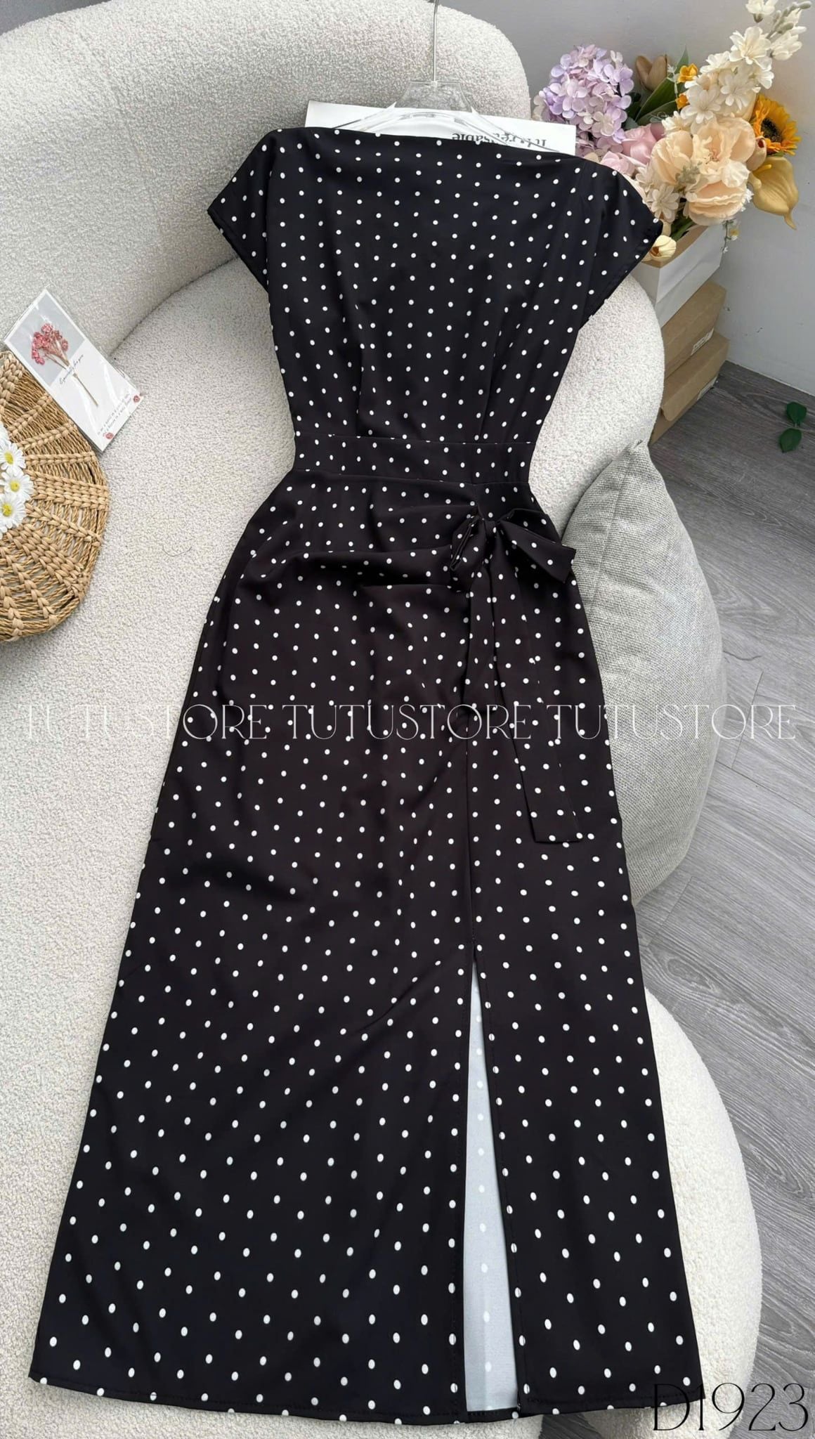 Đầm Thiết Kế Lệch Vai Buộc Eo Dáng Dài Đầm Đi Tiệc TuTu Store Mã D1923