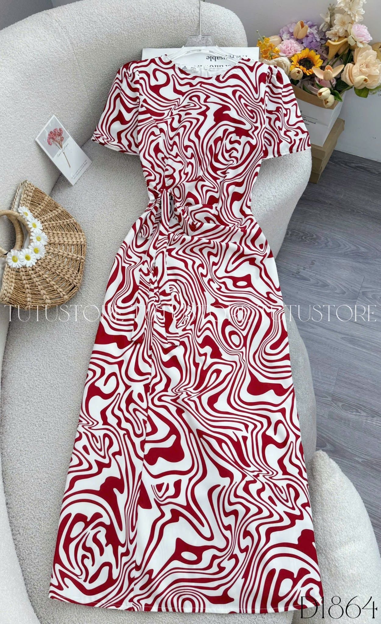 Đầm Thiết Kế Cổ Tròn Nhấn Eo Dáng Dài Đầm Đi Tiệc TuTu Store Mã D1864