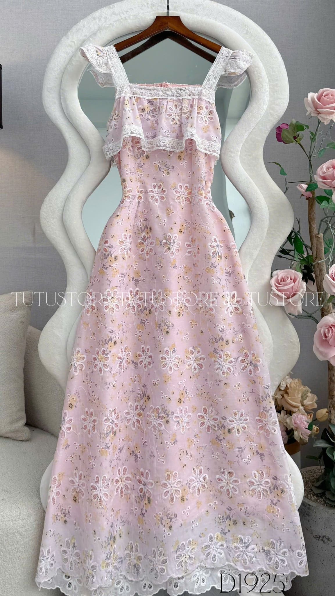Đầm Thiết Kế Hai Dây Bèo Nhún Dáng Dài Đầm Đi Tiệc TuTu Store Mã D1925