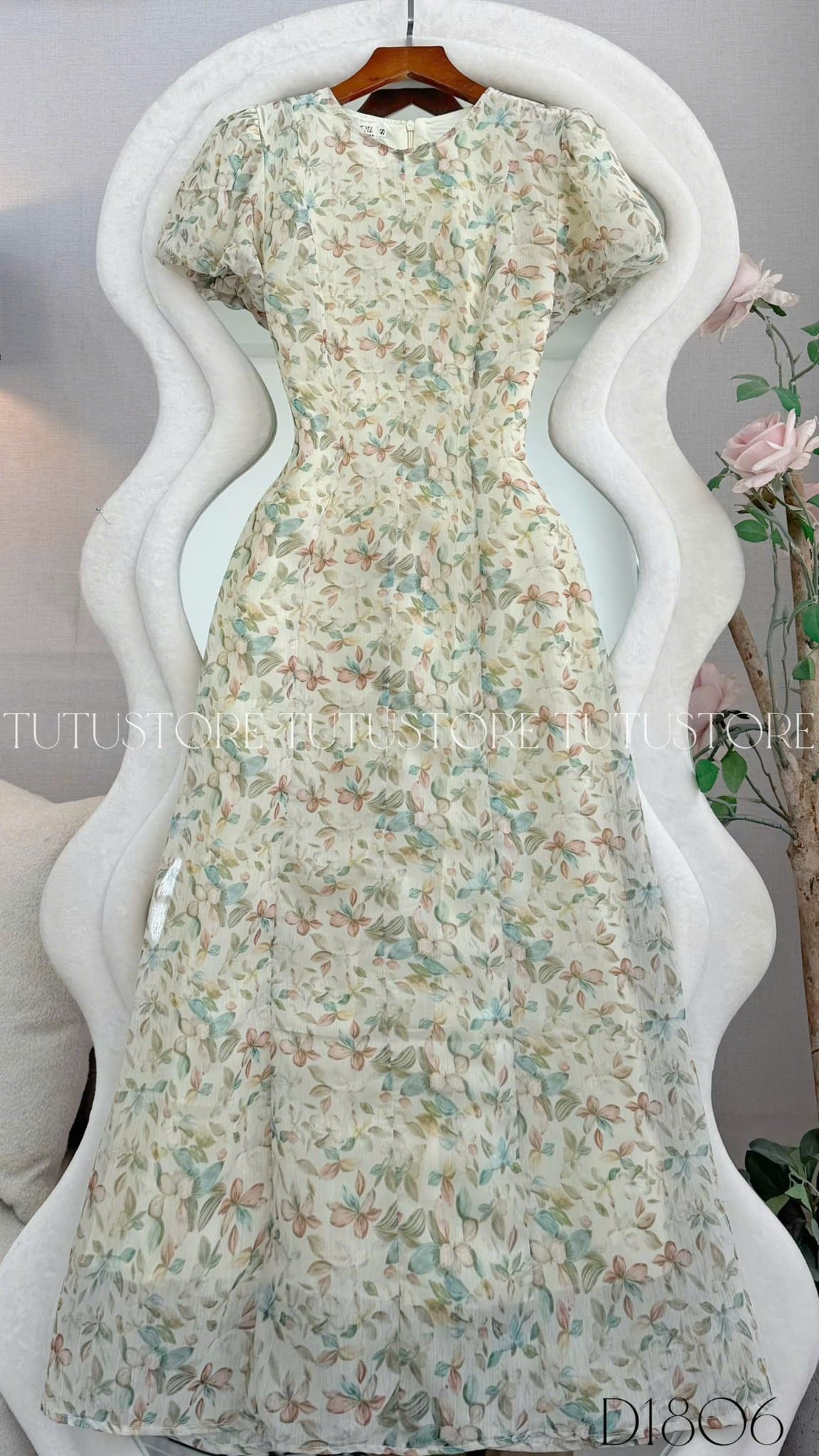 Đầm Thiết Kế Cổ Tròn Ngắn Tay Dáng A Dài Đi Chơi TuTu Store Mã D1806