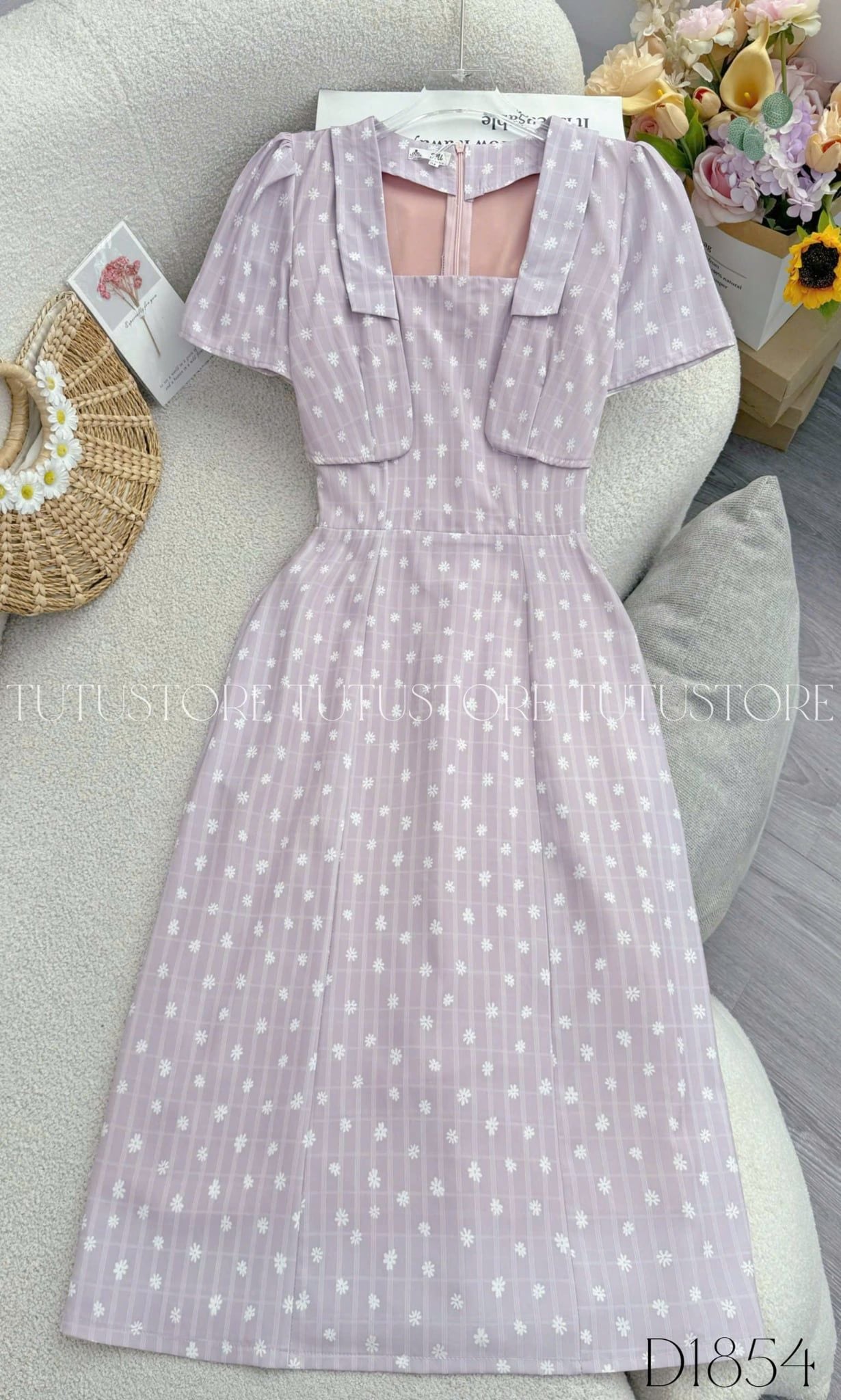 Đầm Thiết Kiểu Dáng Chữ A Hoa Nhí Đầm Đi Tiệc TuTu Store Mã D1854