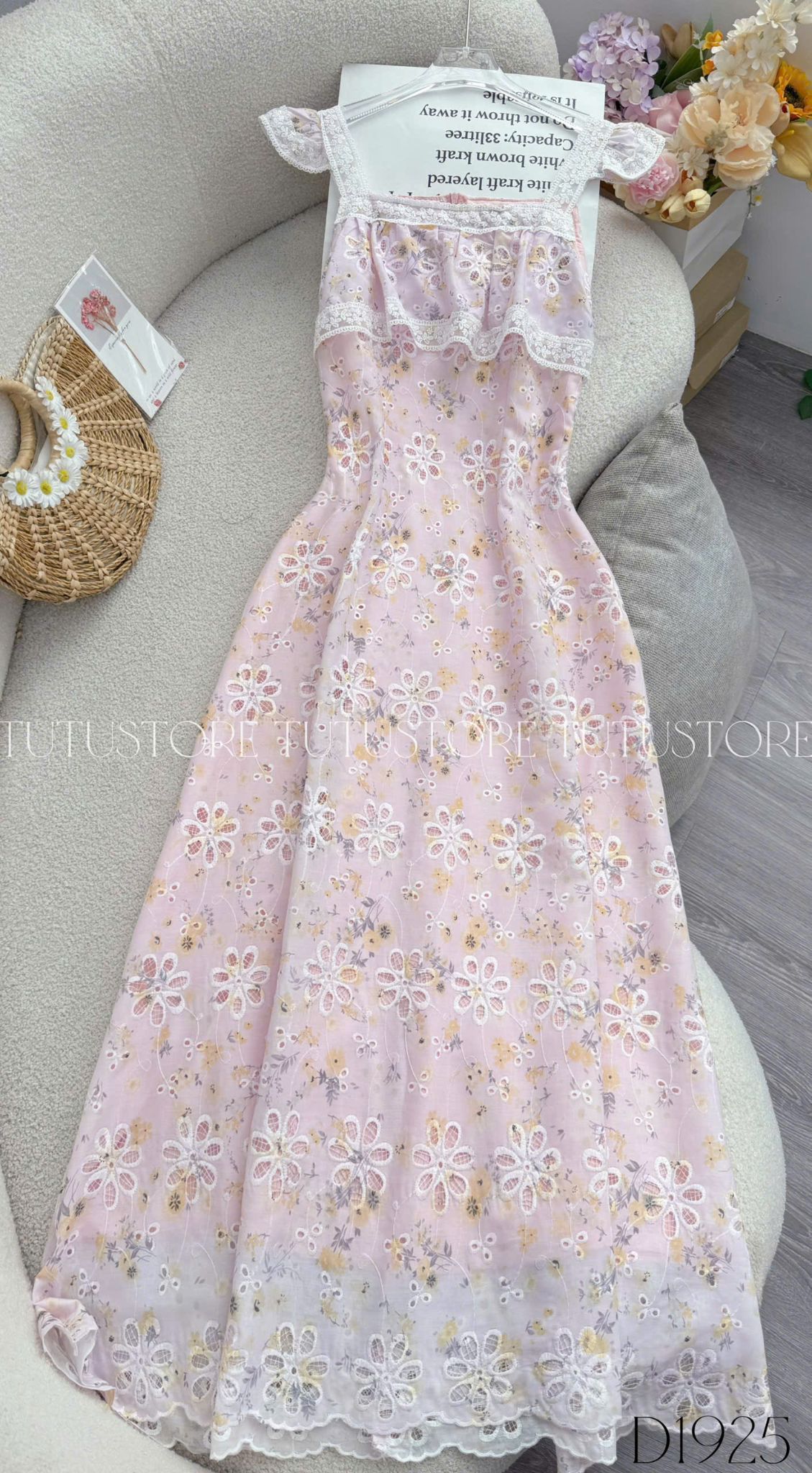 Đầm Thiết Kế Hai Dây Bèo Nhún Dáng Dài Đầm Đi Tiệc TuTu Store Mã D1925