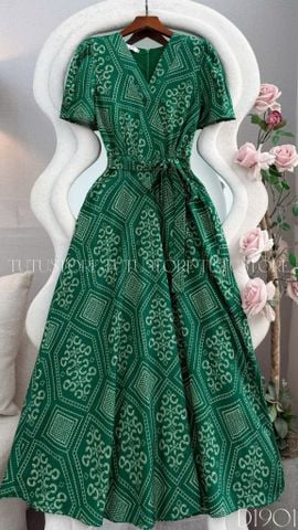 Đầm Thiết Kế Cổ Tim Dáng Xòe Chiết Eo Dây Buộc Đầm Đi Tiệc TuTu Store Mã D1901