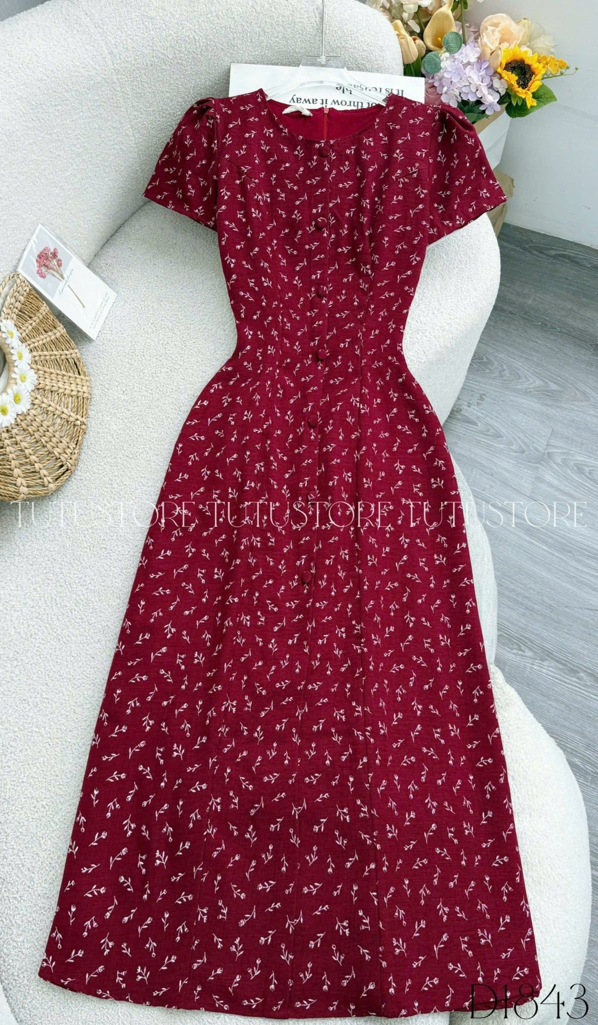 Đầm Thiết Kế Cổ Tròn Dáng Chữ A Hoa Nhí Đi Chơi TuTu Store Mã D1843