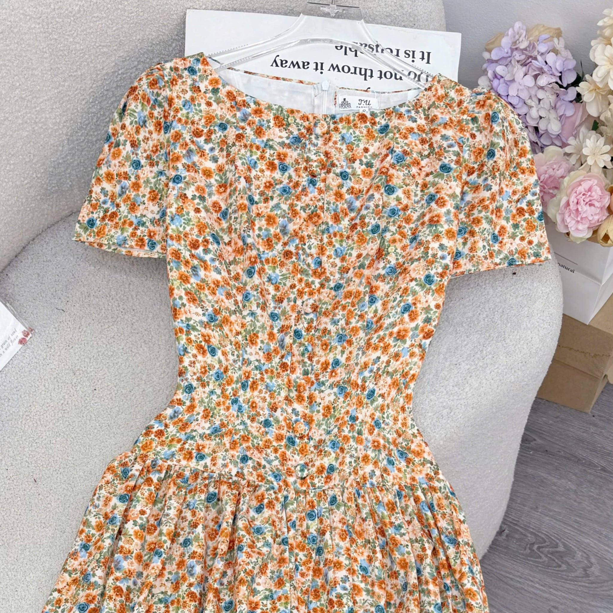 Đầm Thiết Kế Cổ Tròn Dáng Xòe Đi Chơi TuTu Store D1982