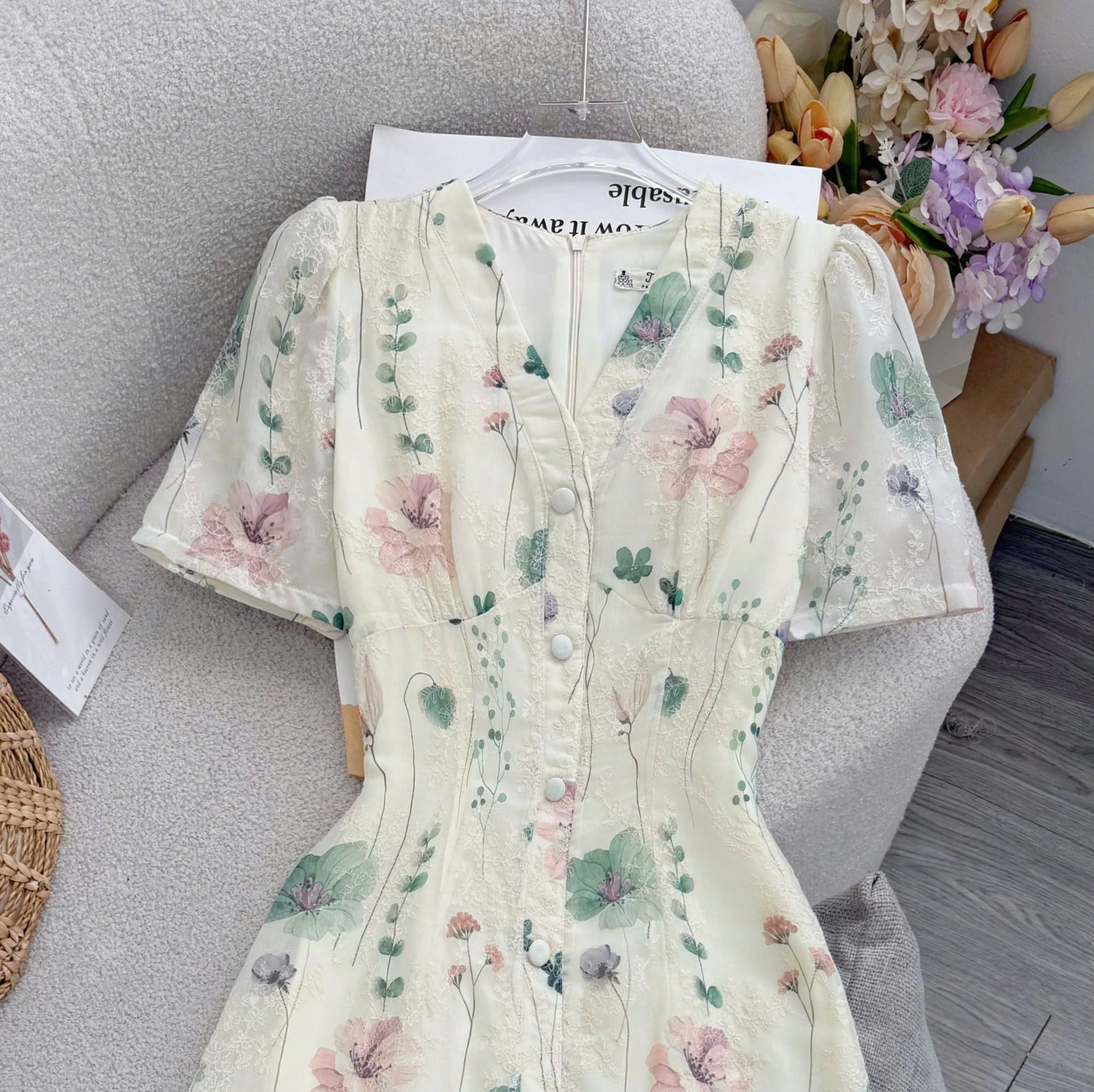 Đầm Hoa Thiết Kế Cổ Tim Dáng A Đi Chơi TuTu Store Mã D1781