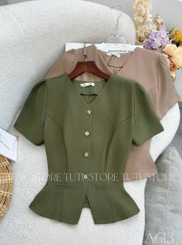 Áo Kiểu Nữ Thiết Kế Cổ V Basic Công Sở TuTu Store Mã A613