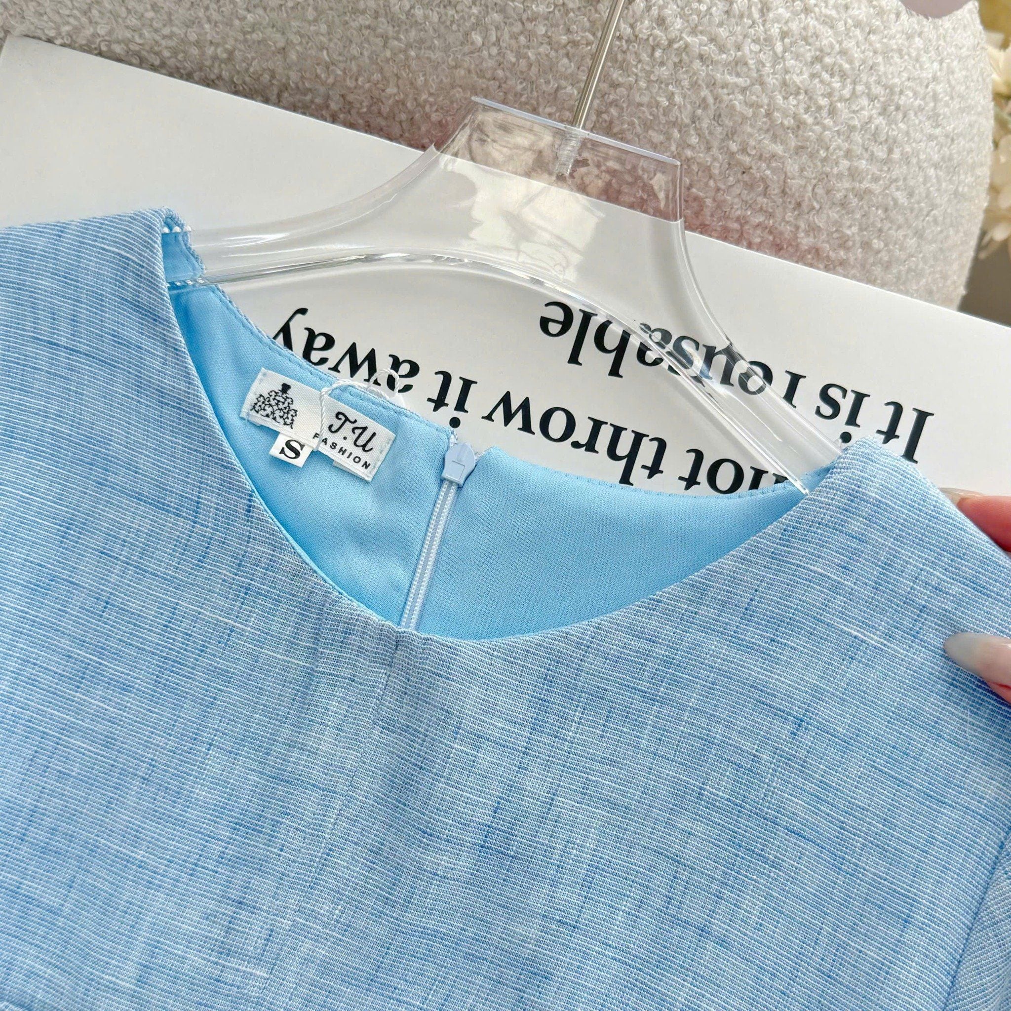 Đầm Linen Xước Thiết Kế TuTu Store Phù Hợp Đi Làm Dành Cho Nữ - Mã D1424