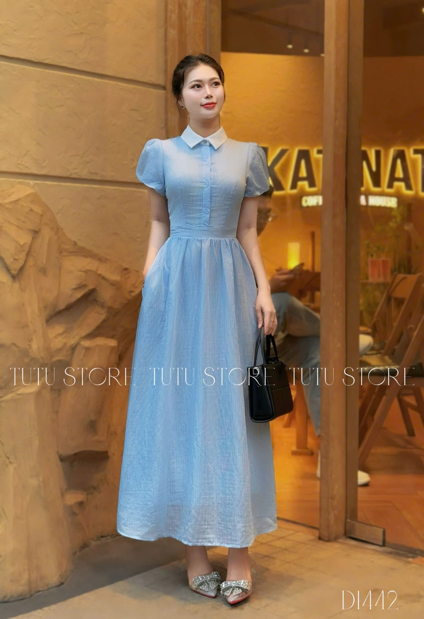 Đầm Cổ Somi Xô Linen Thiết Kế TuTu Store Phù Hợp Đi Chơi Dành Cho Nữ - Mã D1442