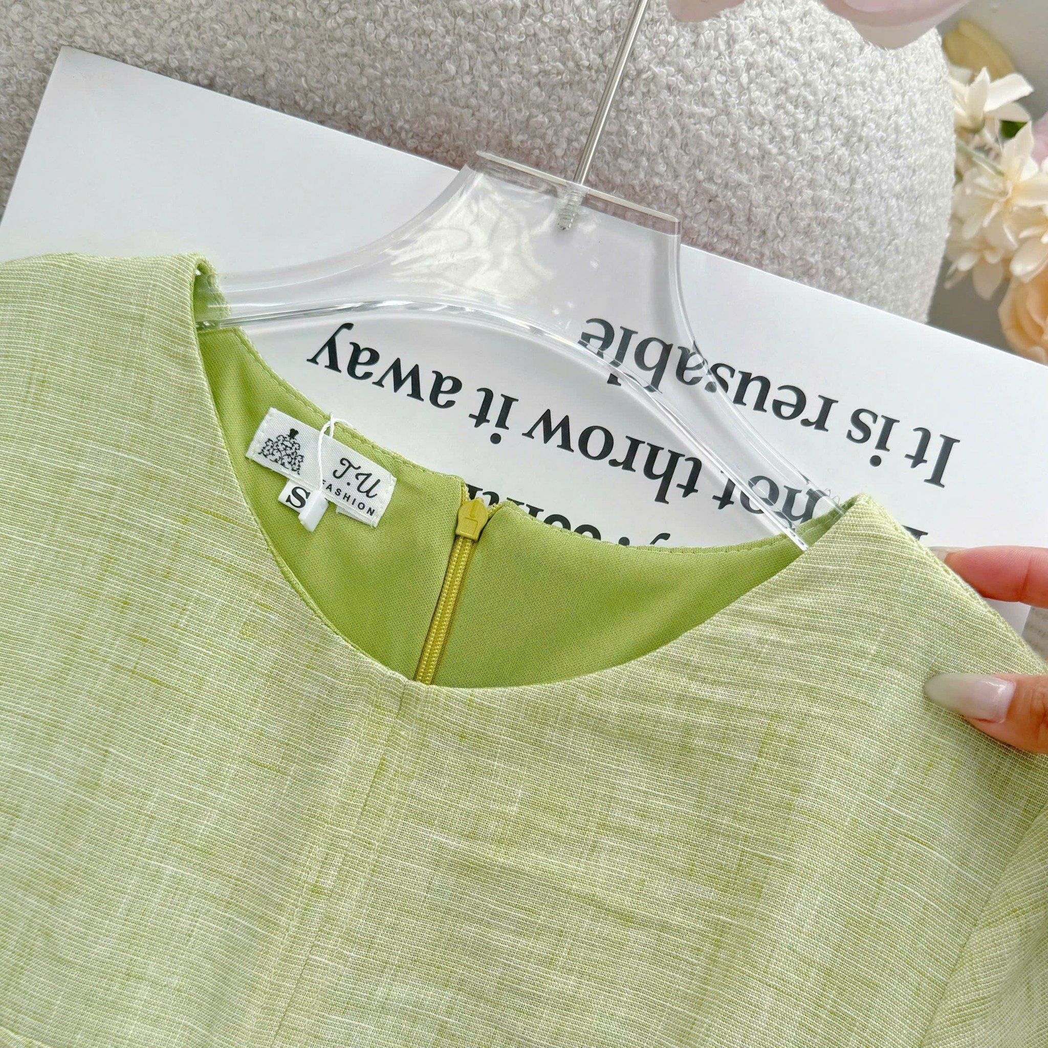 Đầm Linen Xước Thiết Kế TuTu Store Phù Hợp Đi Làm Dành Cho Nữ - Mã D1424