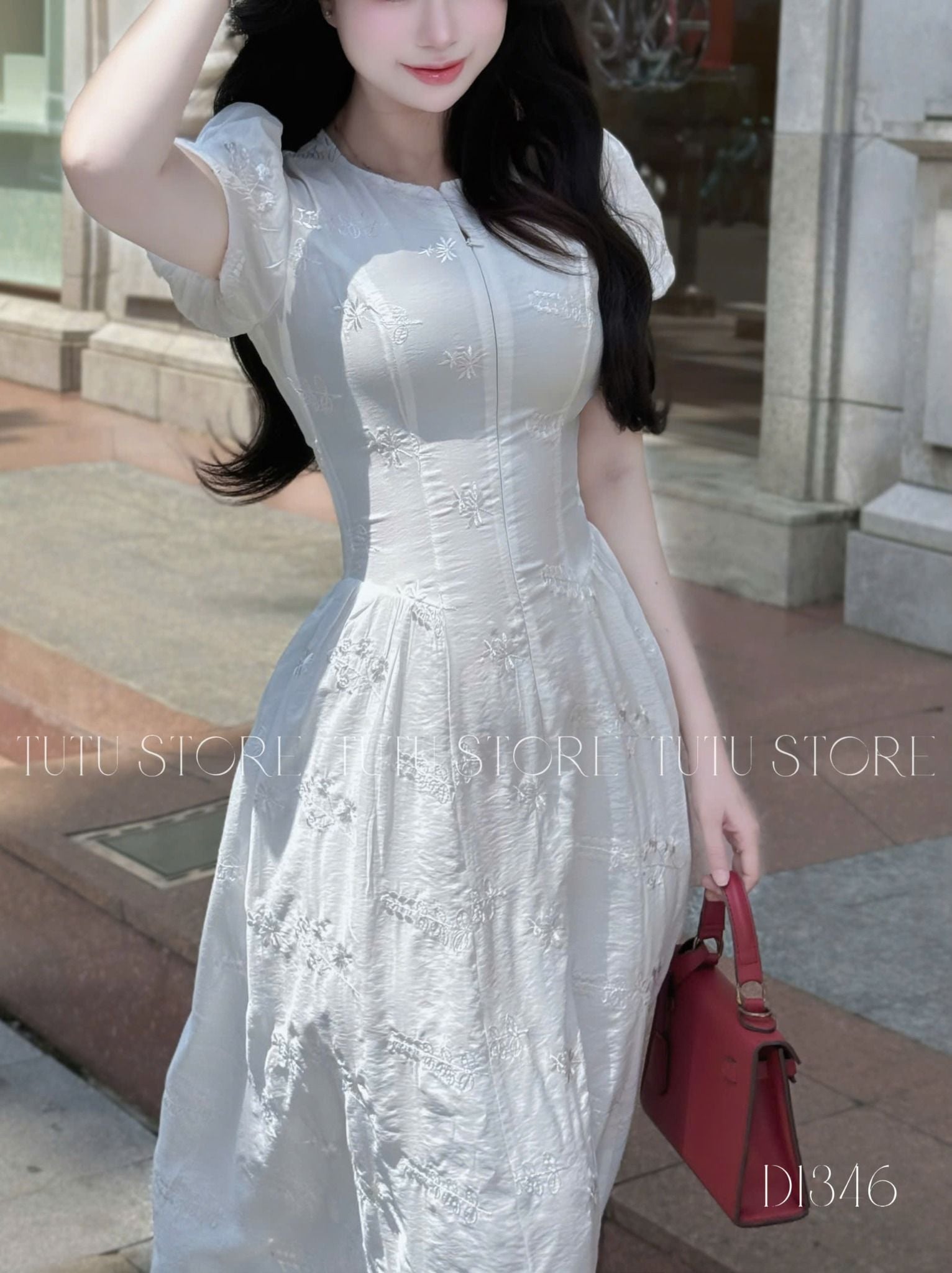 Đầm Tơ Thêu Thiết Kế TuTu Store Phù Hợp Đi Làm Dành Cho Nữ - Mã D1346