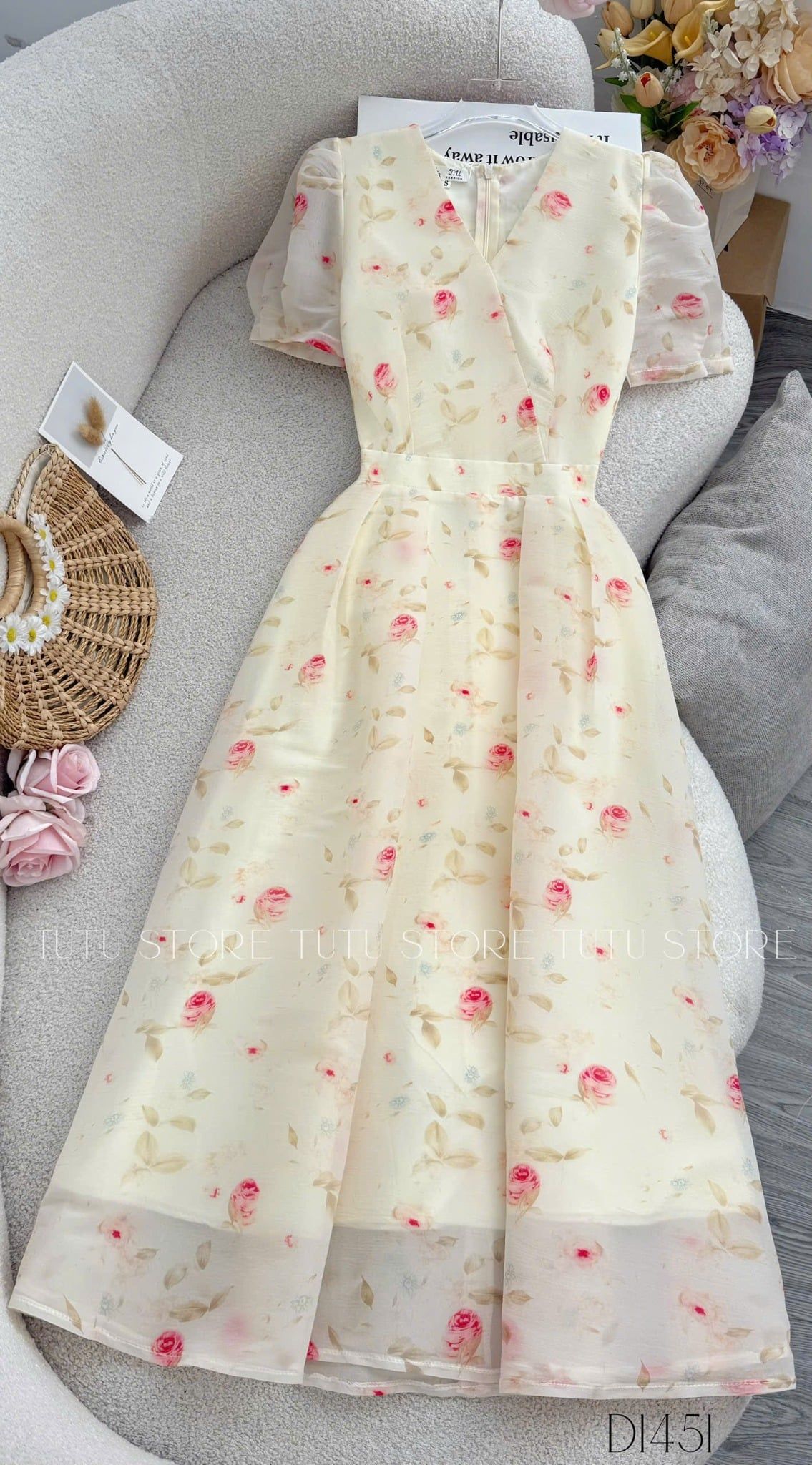 Đầm Tơ Nén Thiết Kế TuTu Store Phù Hợp Đi Làm Dành Cho Nữ - Mã D1451