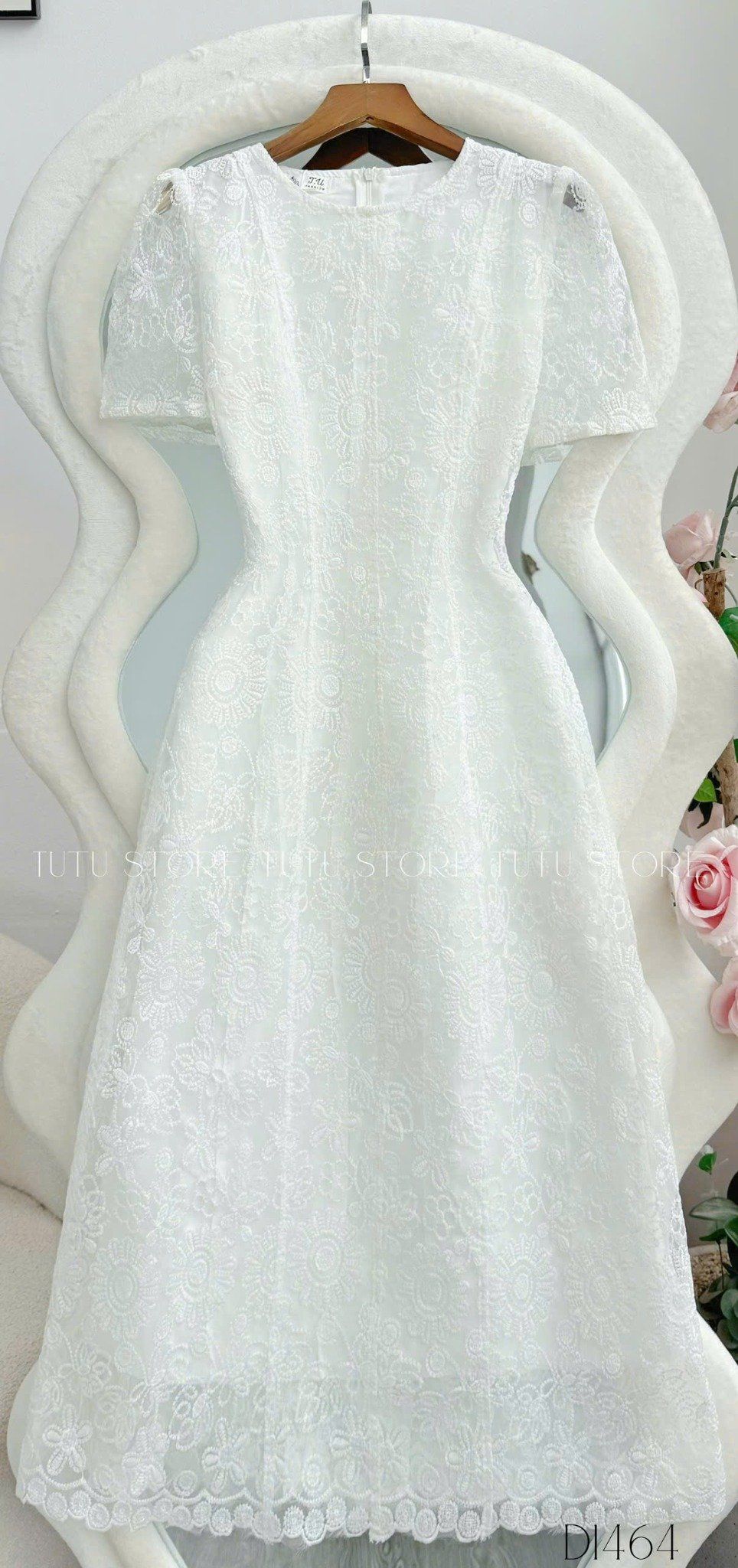 Đầm Ren Cotton Thiết Kế TuTu Store Phù Hợp Đi Làm Dành Cho Nữ - Mã D1464