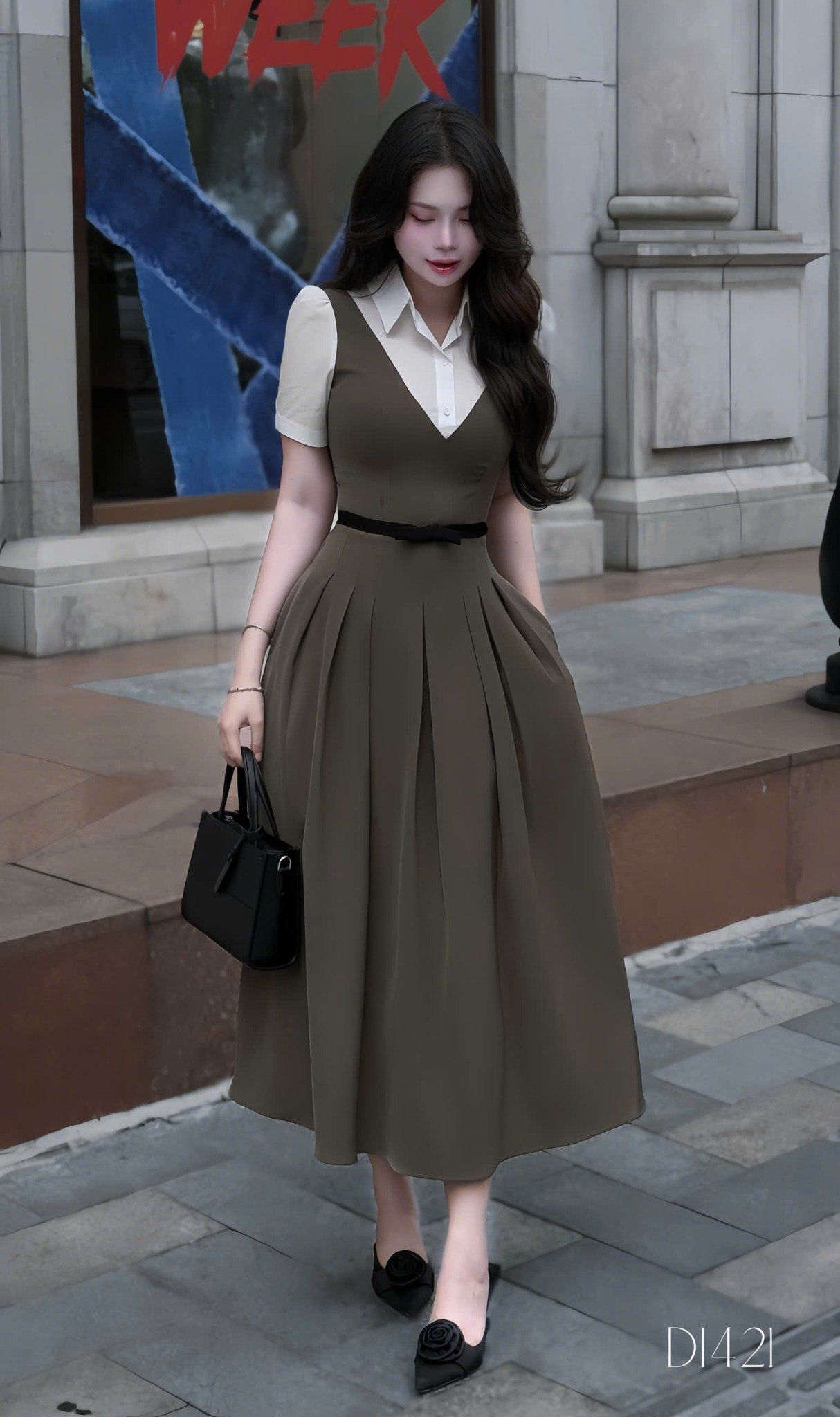 Đầm Cotton Hàn Thiết Kế TuTu Store Phù Hợp Đi Làm Dành Cho Nữ - Mã D1421