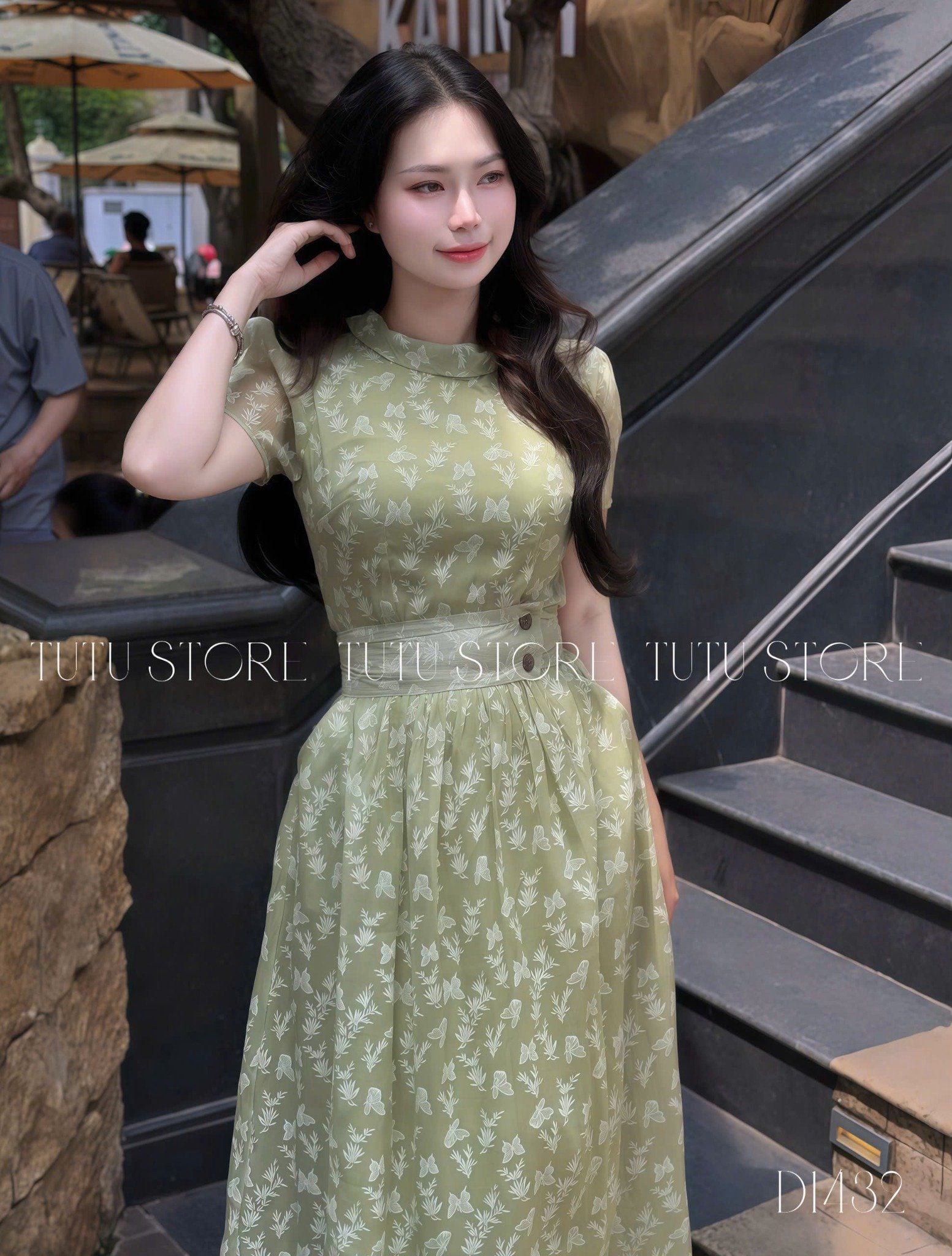 Đầm Tơ Nén In Thiết Kế TuTu Store Phù Hợp Đi Làm Dành Cho Nữ - Mã D1432