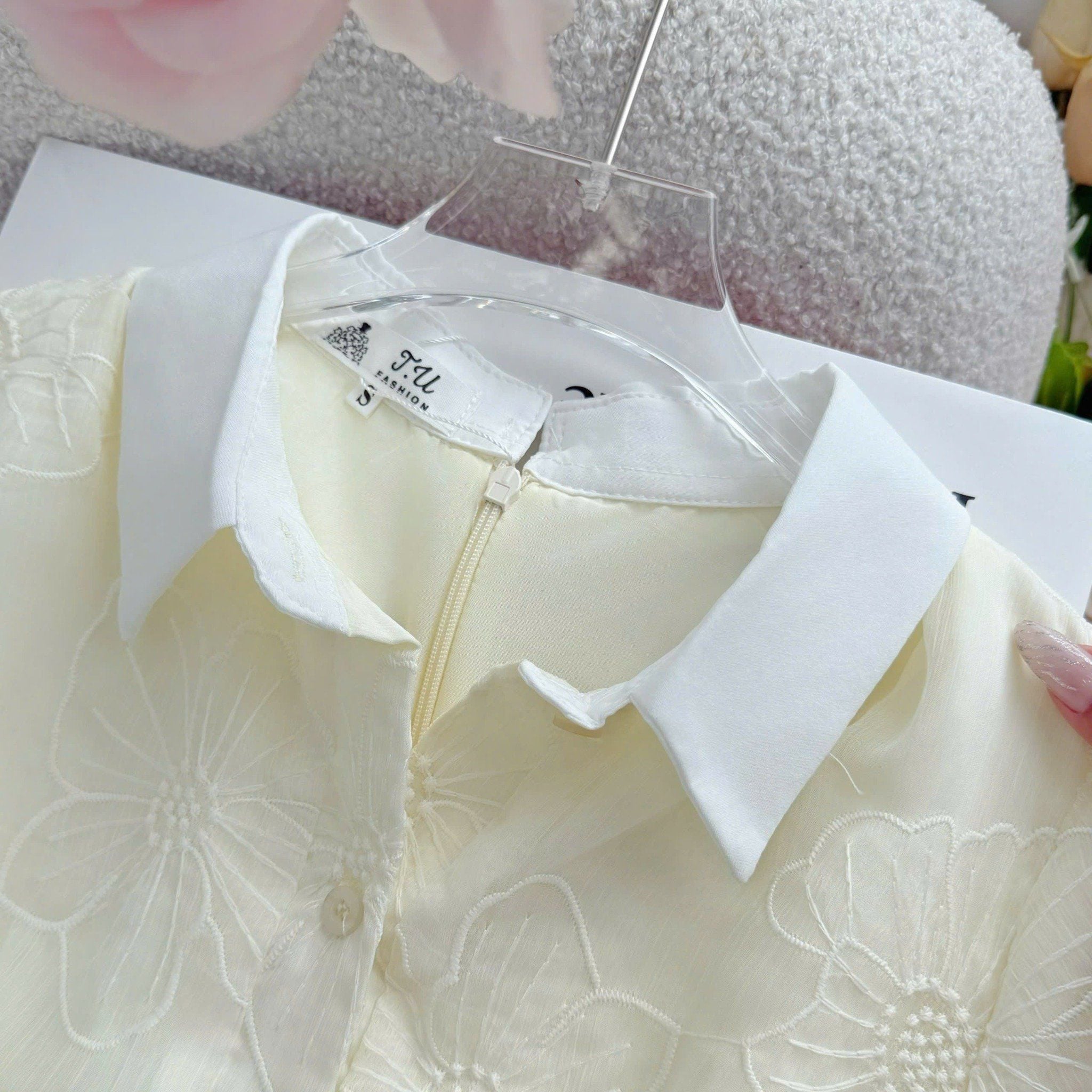 Đầm Tơ Thêu Cổ Sơ Mi Thiết Kế TuTu Store Phù Hợp Đi Chơi Dành Cho Nữ - Mã D1437