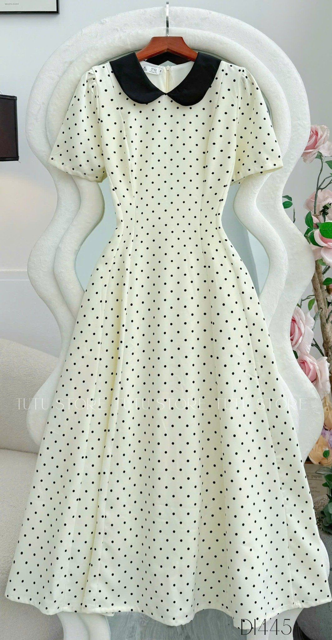 Đầm Bố Thái In Bi Thiết Kế TuTu Store Phù Hợp Công Sở Dành Cho Nữ - Mã D1445