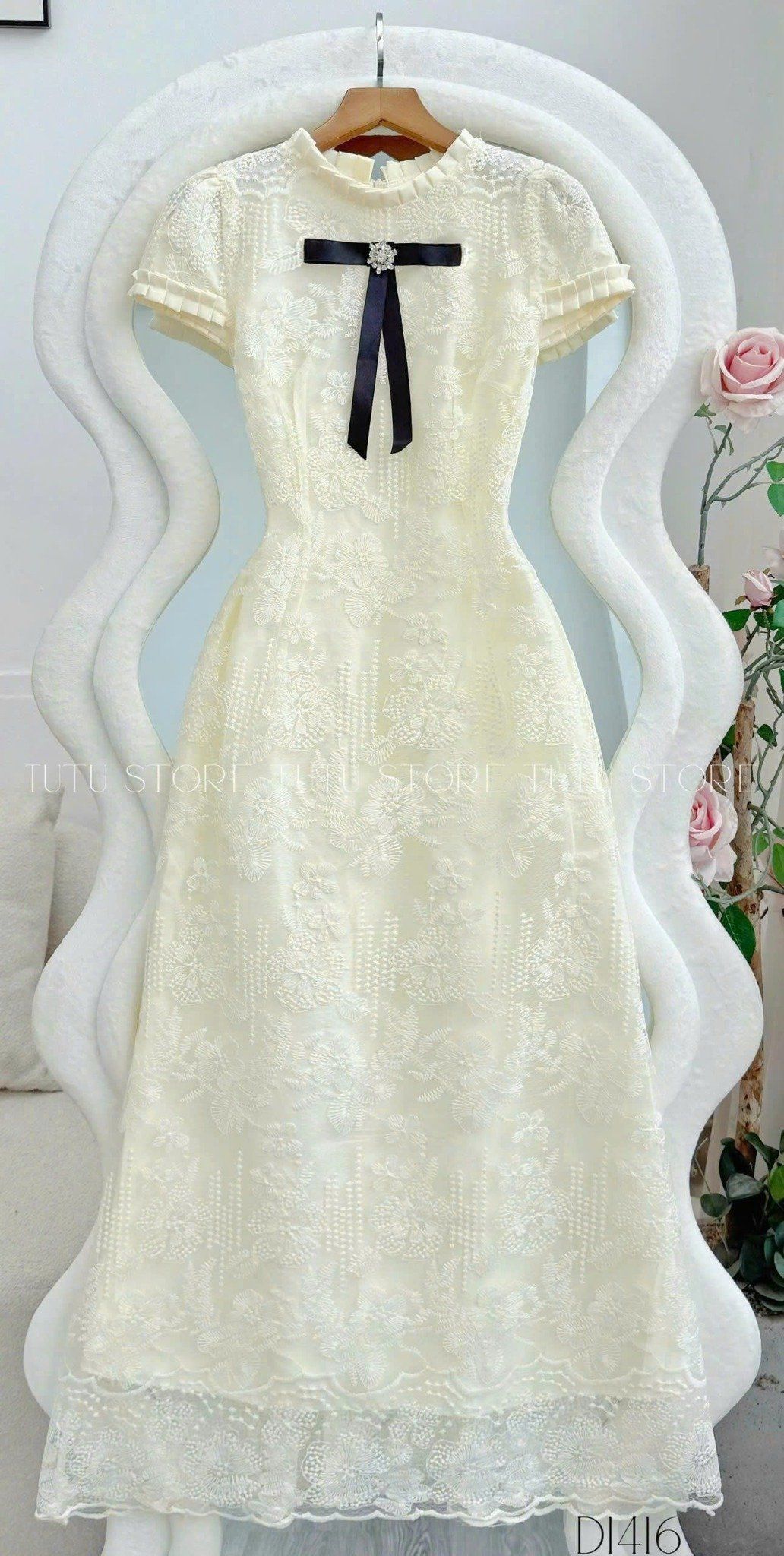 Đầm Ren Cotton Thiết Kế TuTu Store Phù Hợp Đi Tiệc Dành Cho Nữ - Mã D1416