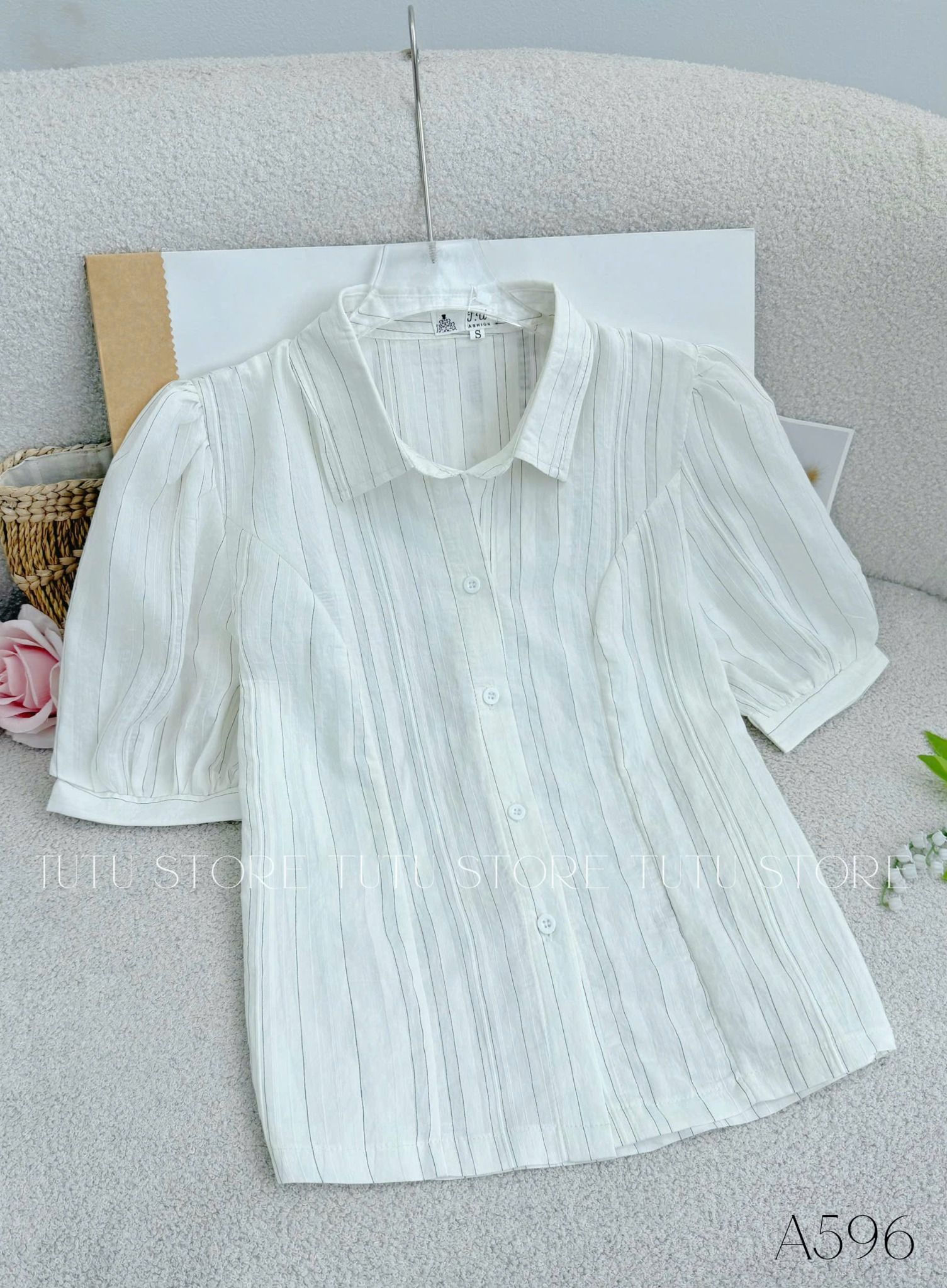 Áo Tơ Sọc Thiết Kế TuTu Store Phù Hợp Đi Làm Dành Cho Nữ - Mã A596