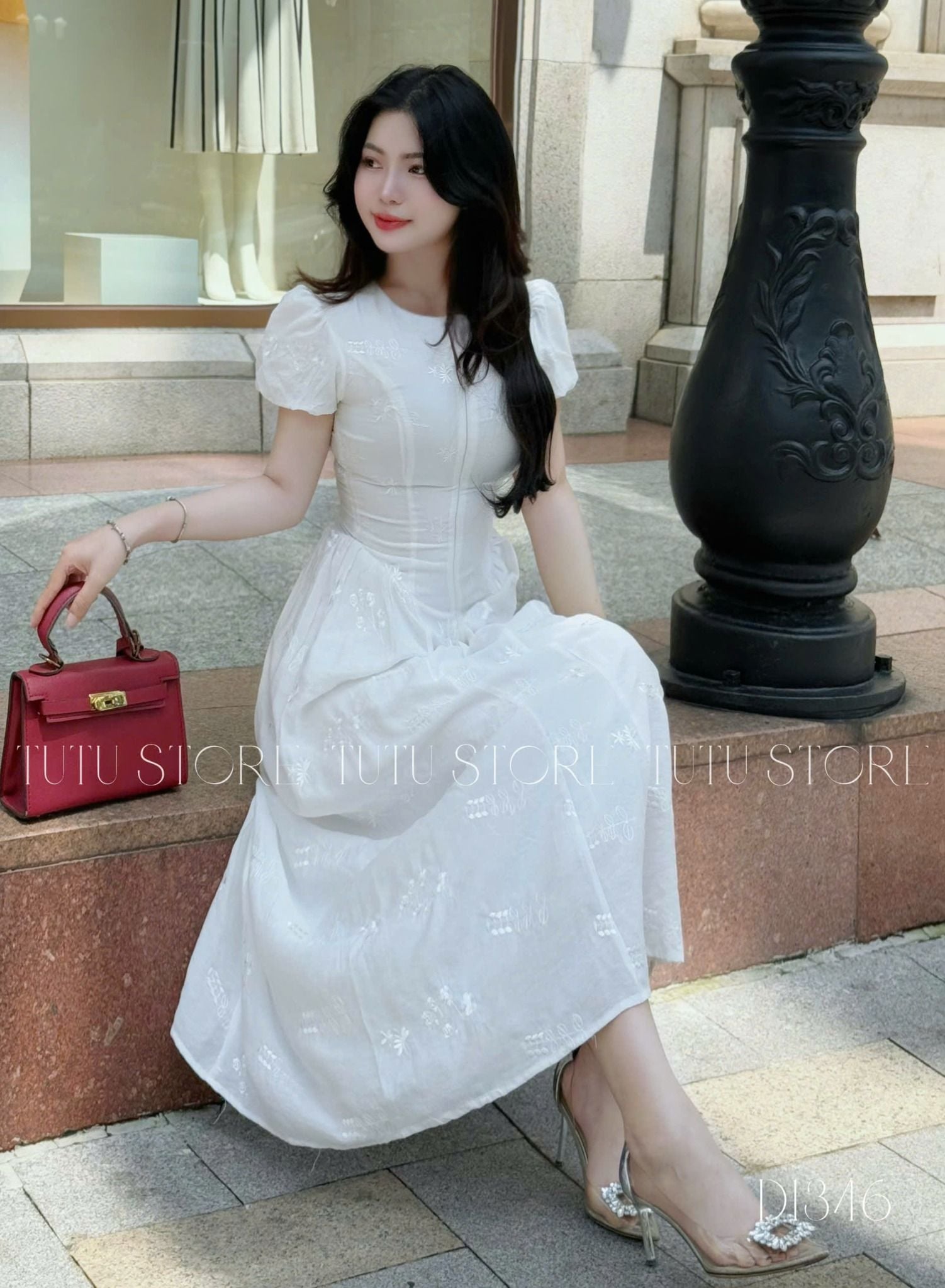 Đầm Tơ Thêu Thiết Kế TuTu Store Phù Hợp Đi Làm Dành Cho Nữ - Mã D1346