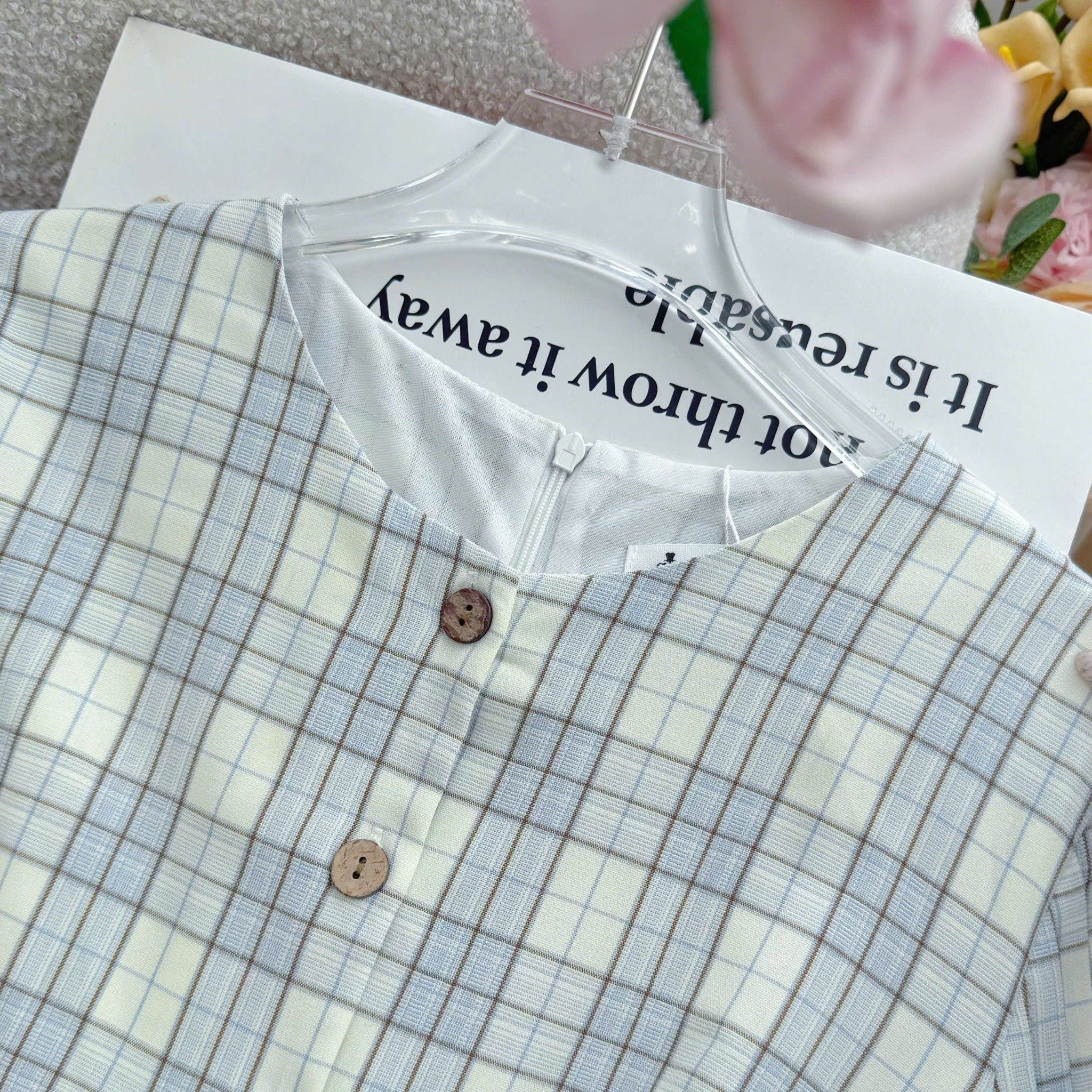 Đầm Cổ Tròn Chất Bố Cotton  Thiết Kế TuTu Store Dành Cho Nữ Mã D1444