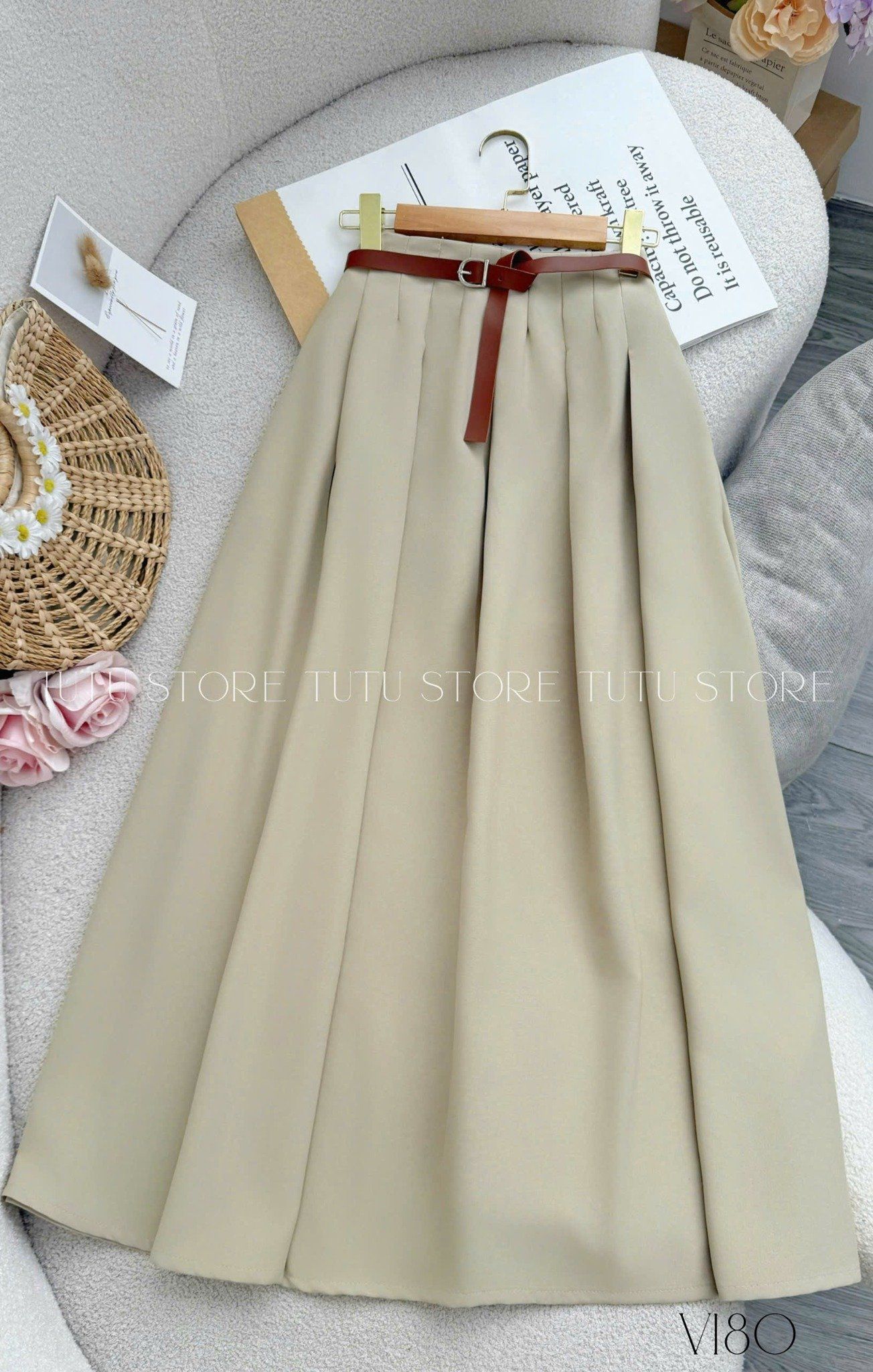 Chân Váy Cotton Mịn Thiết Kế TuTu Store Phù Hợp Công Sở Dành Cho Nữ - Mã V180