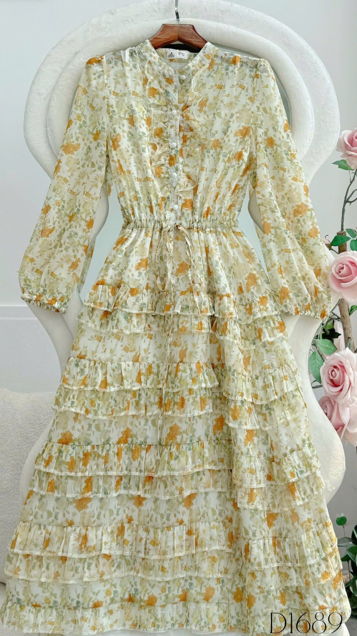 Đầm Voan Thiết Kế Cổ Sơ Mi Tay Dài Dáng Xòe TuTu Store Mã D1689