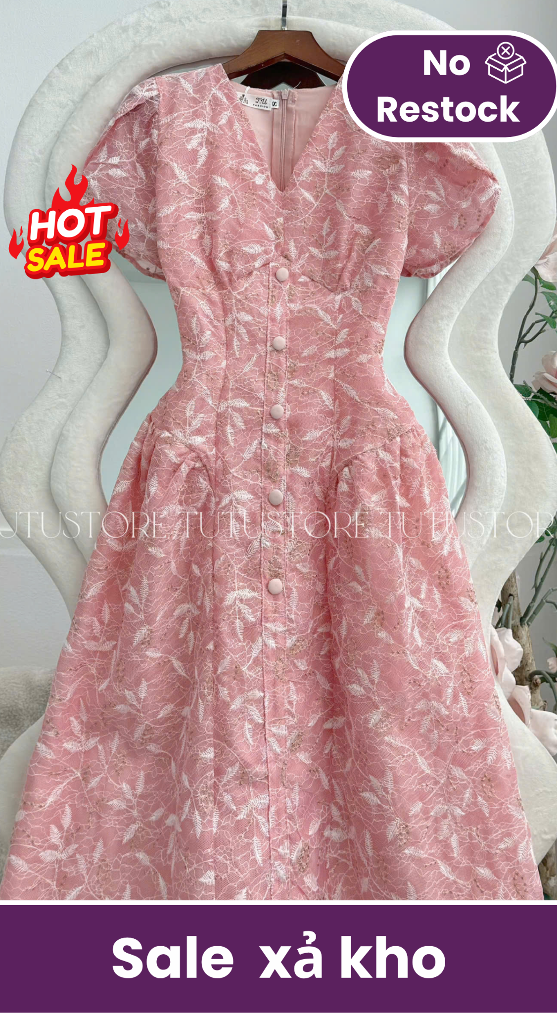 Đầm Thiết Kế Cổ V Dáng Xòe Đi Tiệc TuTu Store Mã D1709