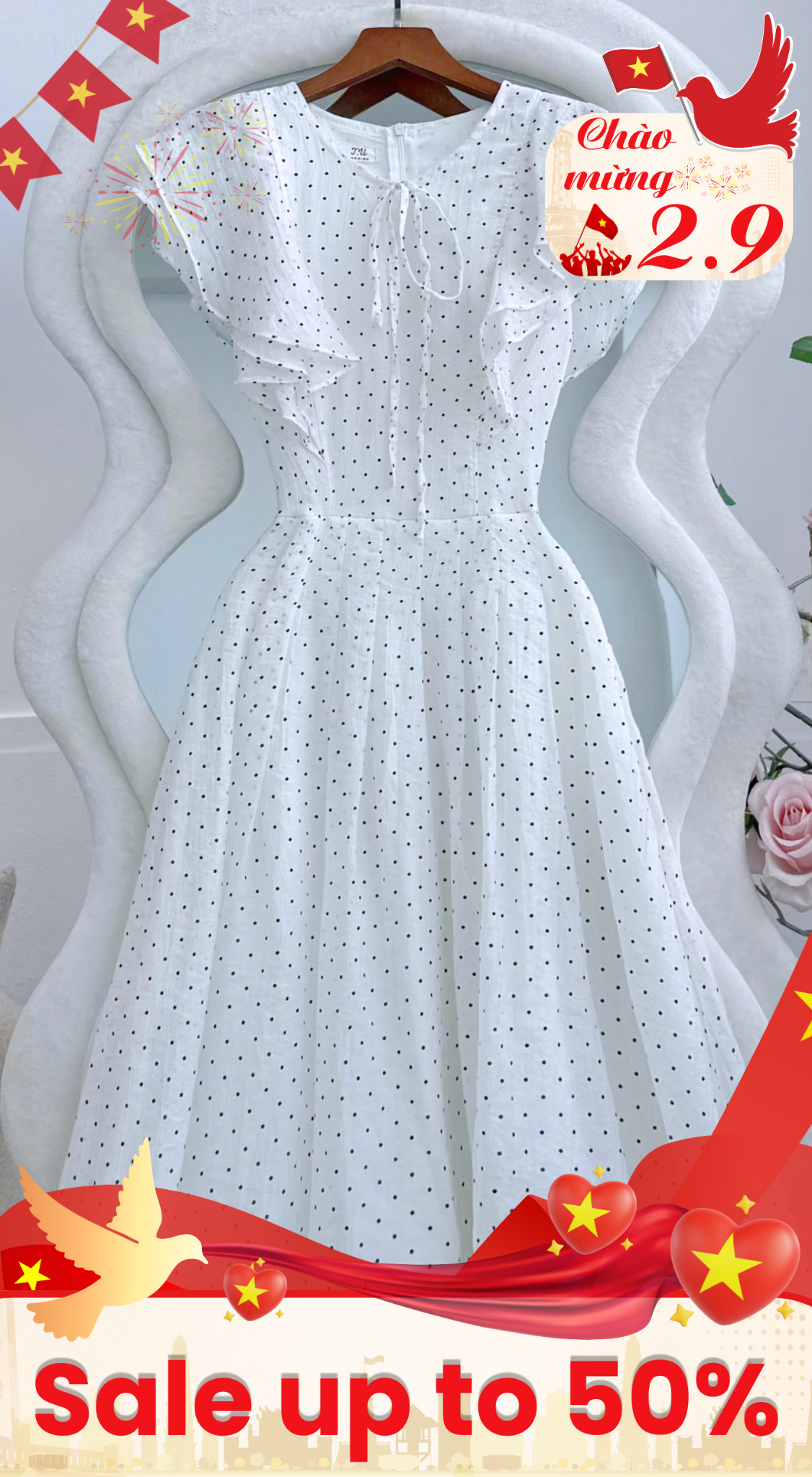 Đầm Thiết Kế Vai Bèo Cánh Tiên Dáng Xòe Đi Chơi TuTu Store Mã D1730