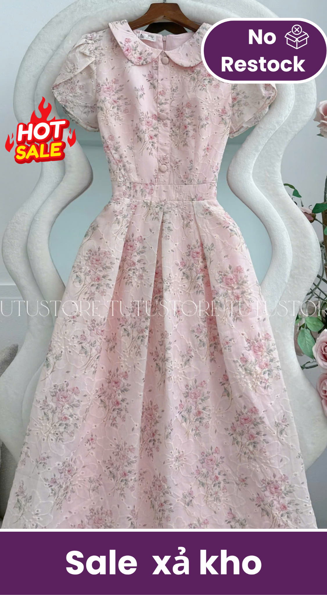 Đầm Hoa Thiết Kế Cổ Tròn Dáng Xòe Đi Chơi TuTu Store Mã D1772
