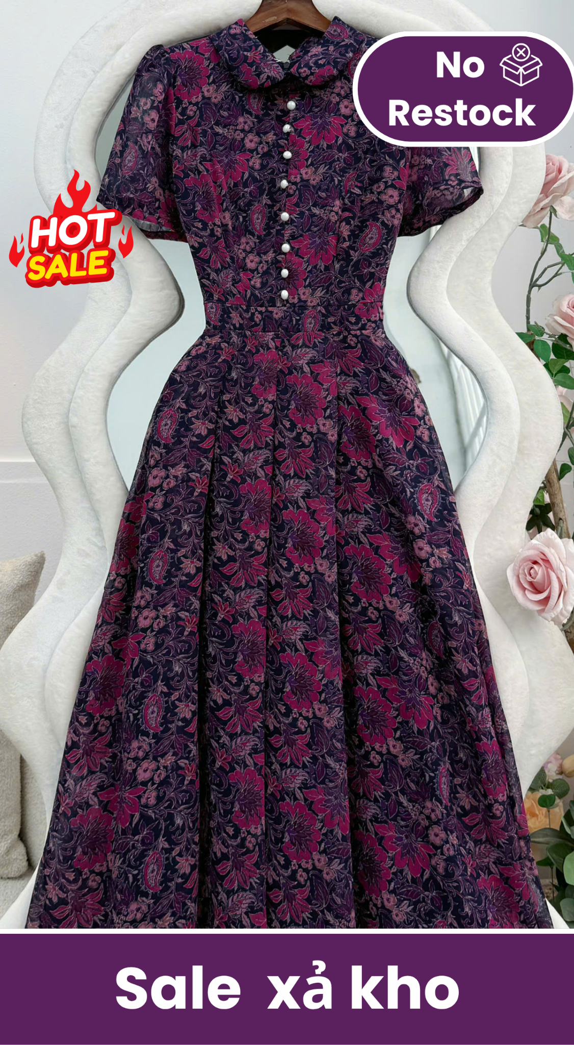 Đầm Hoa Thiết Kế Cổ Tròn Dáng Xòe Đi Chơi TuTu Store Mã D1778