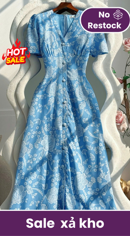 Đầm Hoa Thiết Kế Cổ V Dáng Dài Thanh Lịch Đi Chơi TuTu Store Mã D1809