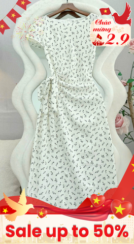 Đầm Thiết Kế Cổ Thuyền Buộc Eo Hoa Nhí Đi Chơi TuTu Store Mã D1825