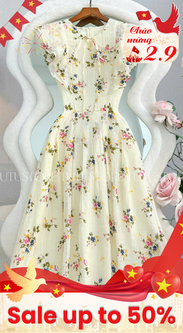 Đầm Hoa Thiết Kế Vai Bèo Dáng Xòe Xinh Xắn Đi Chơi TuTu Store Mã D1836