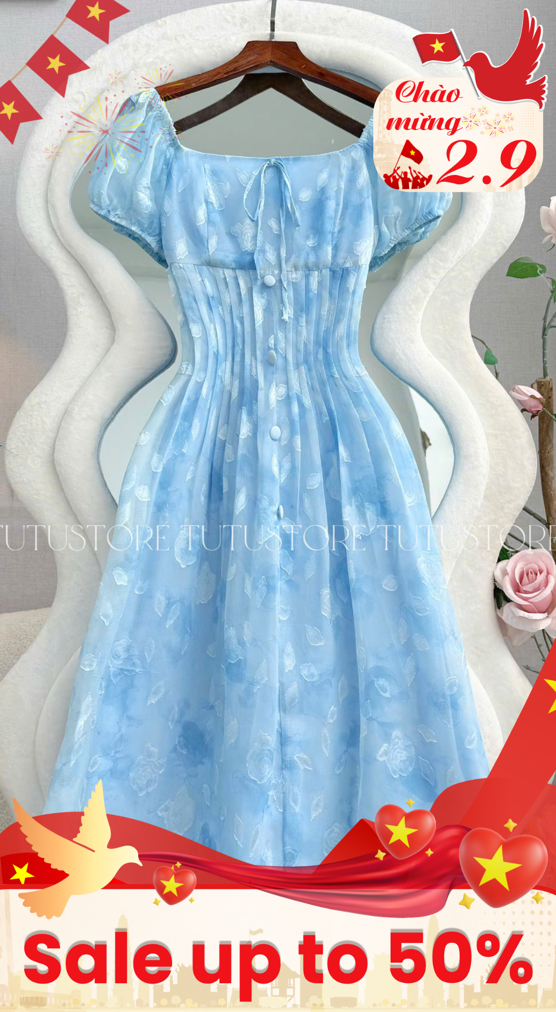 Đầm Thiết Kế Cổ Vuông Dáng Dài Đầm Đi Tiệc TuTu Store Mã D1861