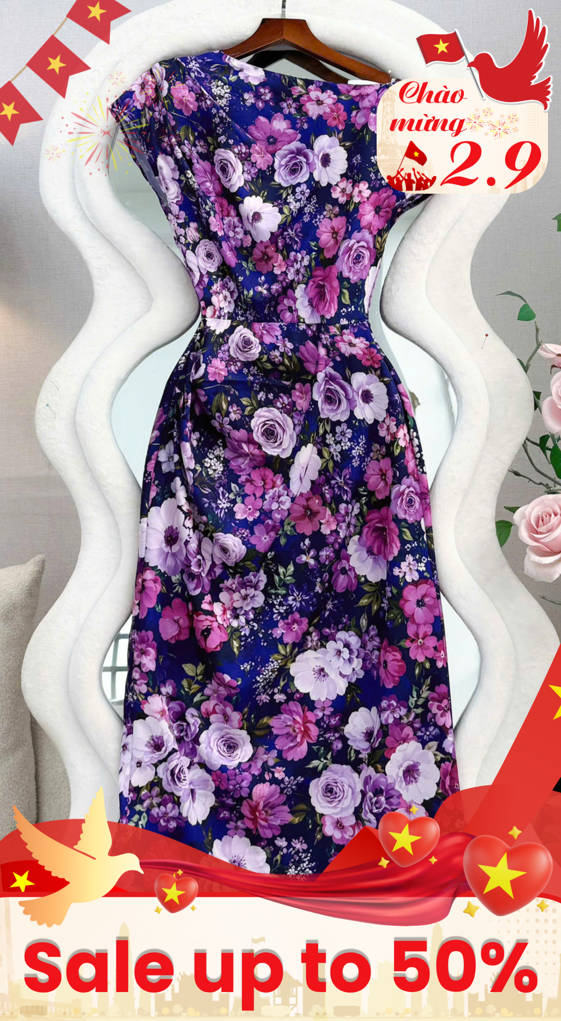 Đầm Hoa Thiết Kế Lệch Vai Tôn Dáng Đầm Đi Tiệc TuTu Store Mã D1878
