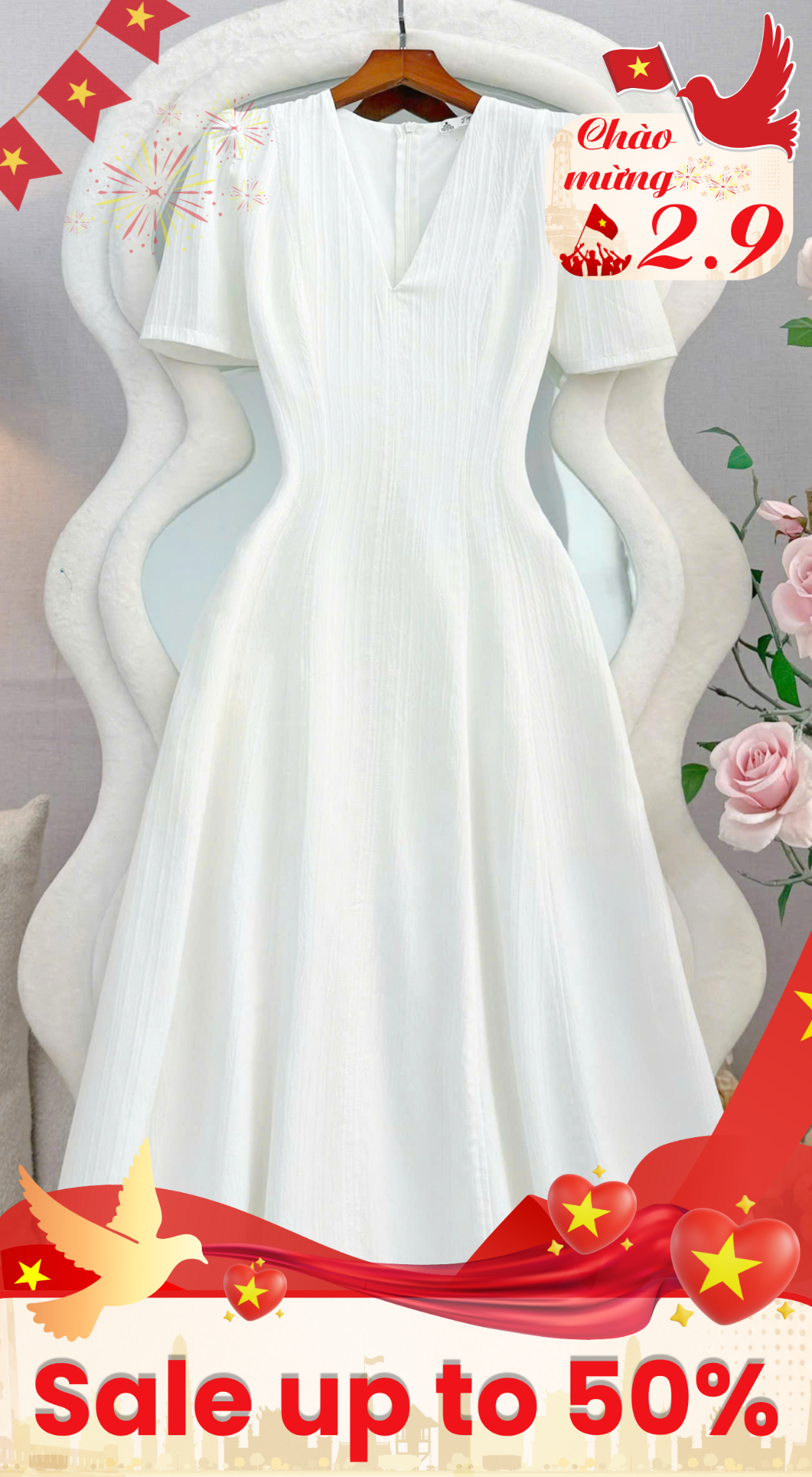 Đầm Thiết Kế Cổ V Dáng Xòe Dài Đầm Đi Tiệc TuTu Store Mã D1880