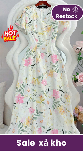Đầm Hoa Thiết Kế Cổ Tim Dáng Chữ A Dài Đầm Đi Tiệc TuTu Store Mã D1859