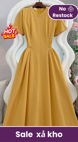 Đầm Thiết Kế Cổ Tròn Dán Xòe Có Dây Buộc Eo Đầm Đi Tiệc TuTu Store Mã D1896