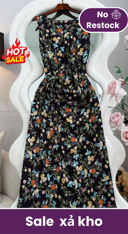 Đầm Thiết Kế Cổ Thuyền Có Dây Buộc Nhấn Eo Hoa Nhí Đầm Đi Tiệc TuTu Store Mã D1877